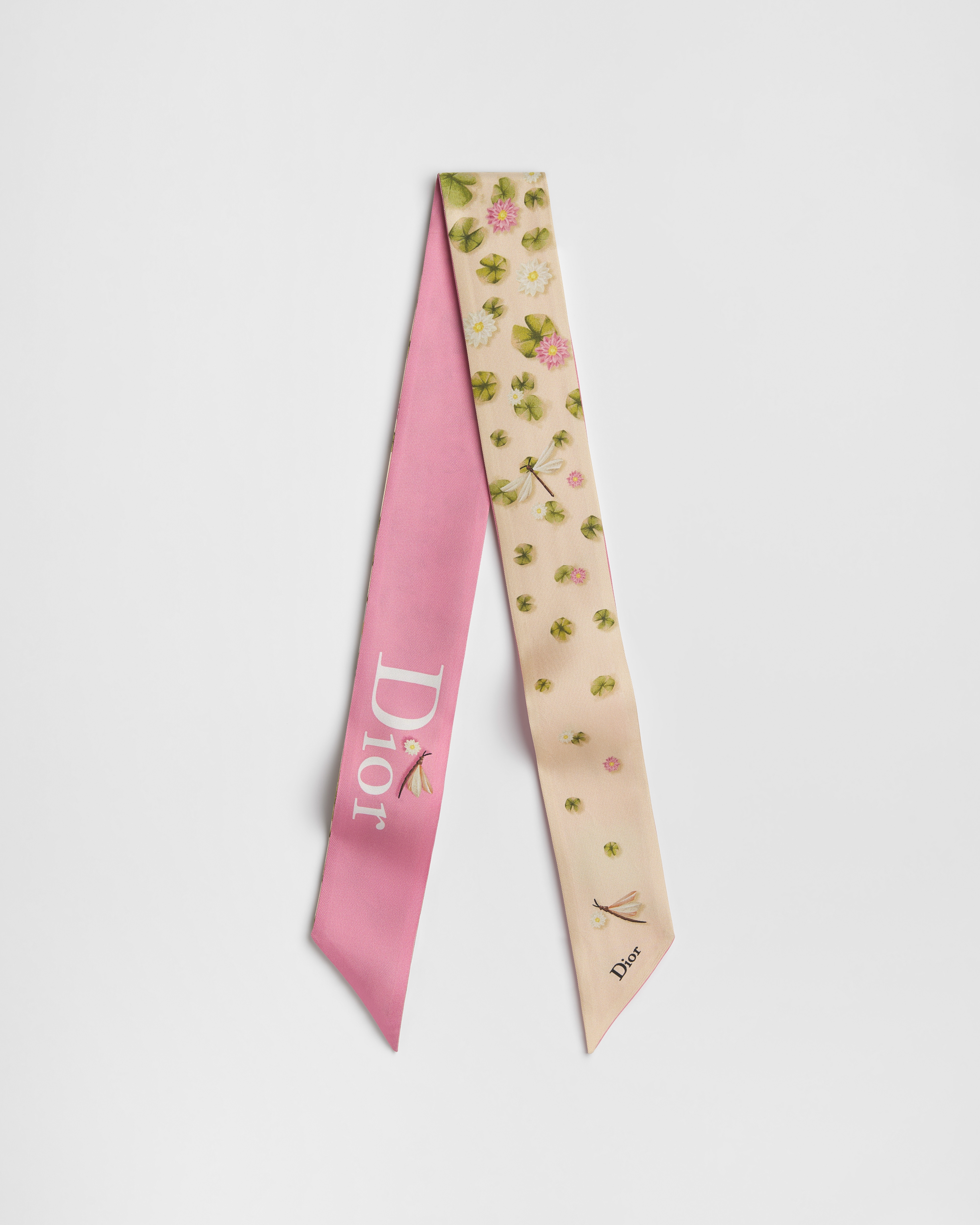Dior Water Lily Mitzah Scarf Pink Multicolor Silk Twill E01