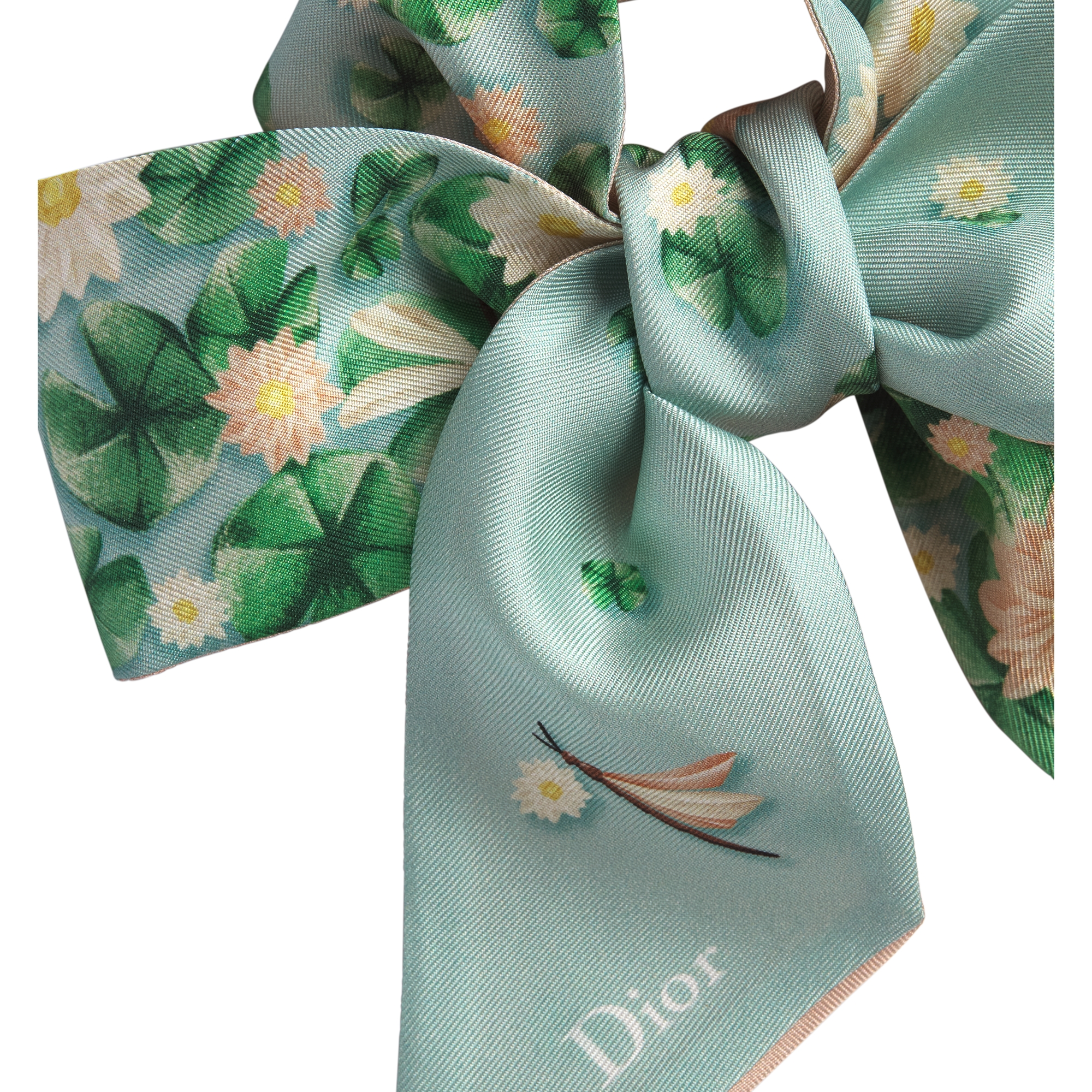 Dior Water Lily Mitzah Scarf Blue and Pink Silk Twill E10