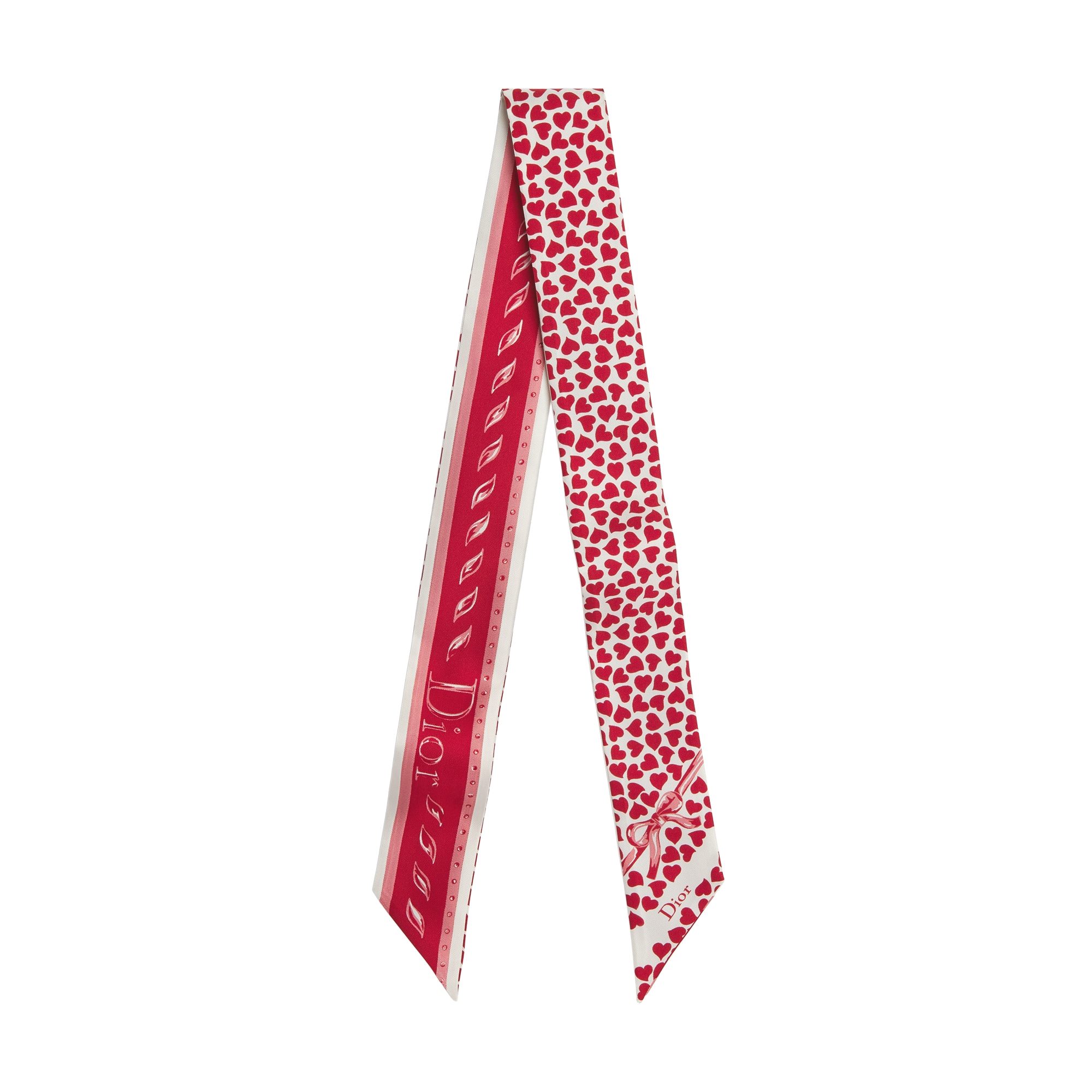  White and Red Silk Twill