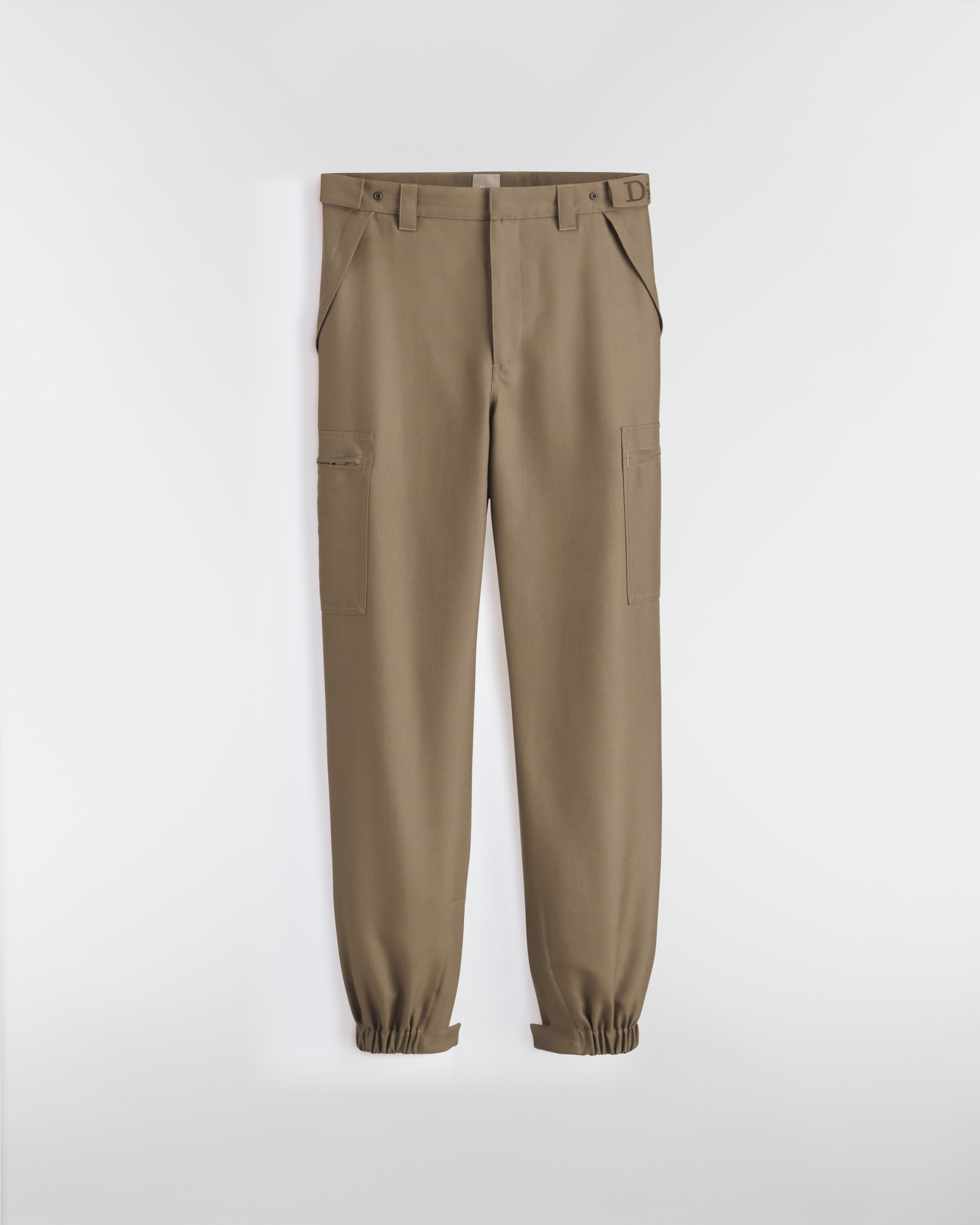 Pantalon cargo à broderie Dior Drap de laine vierge mélangée camel E01