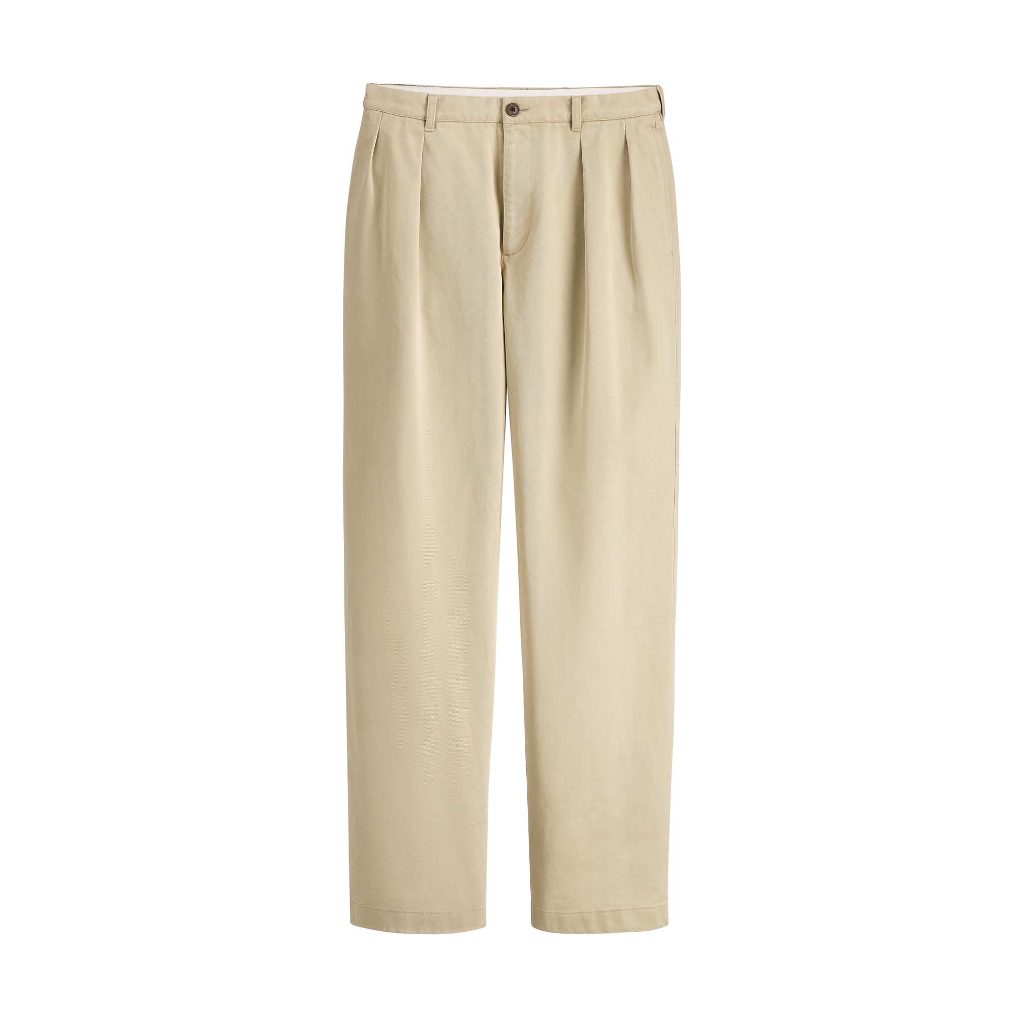 Pleated Chinos Beige Cotton Twill E01