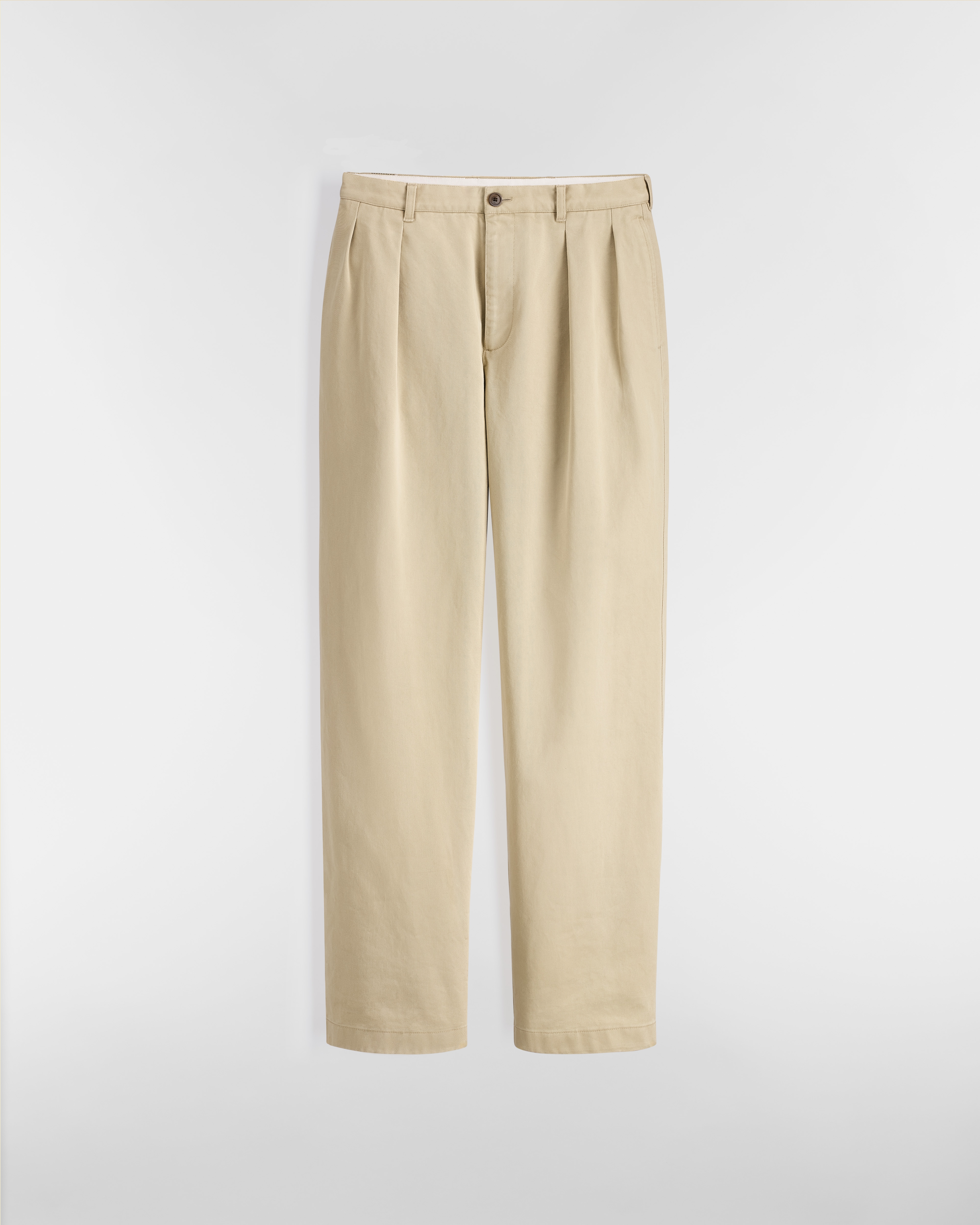Pantalon chino à plis Sergé de coton beige E01