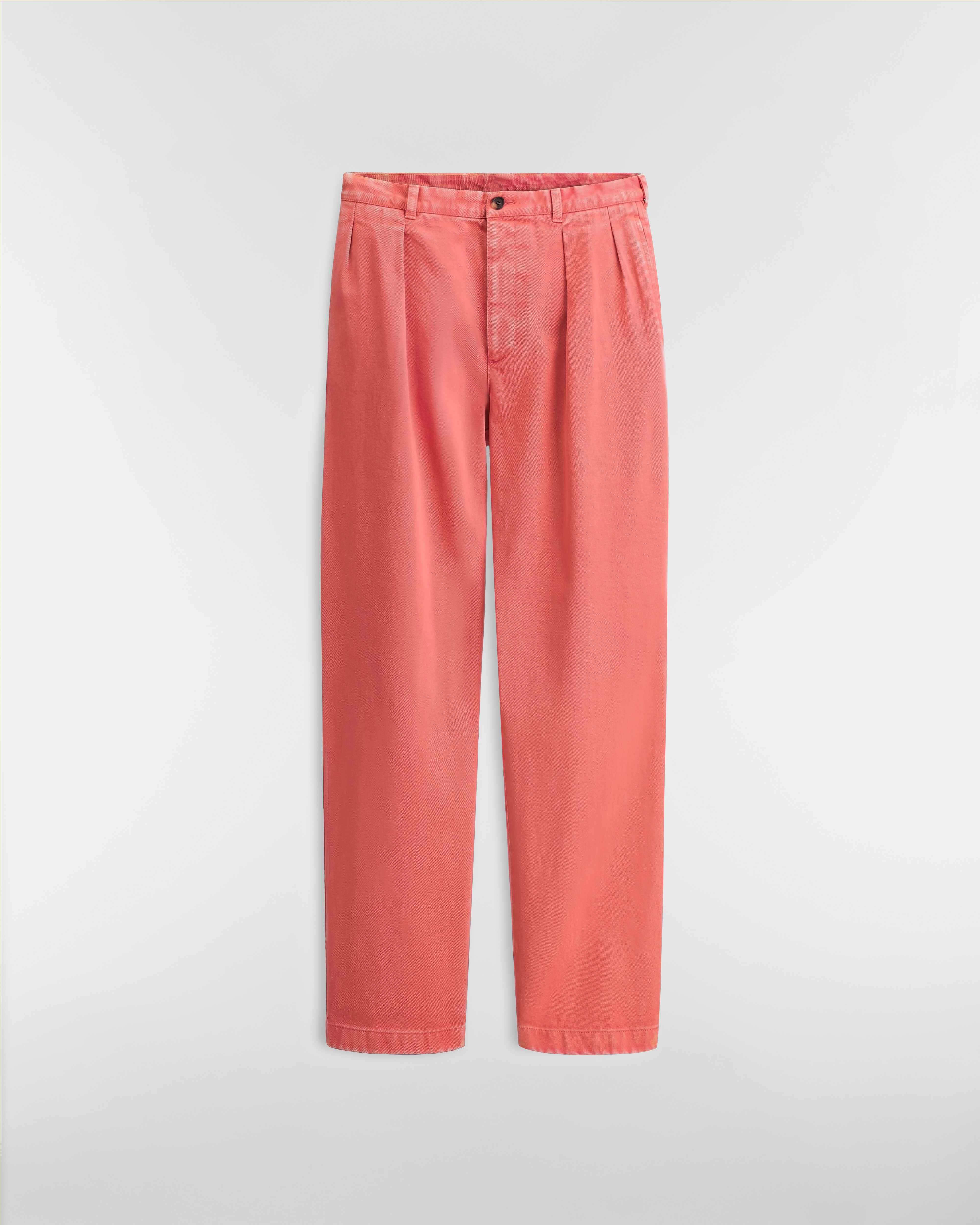 Chino met plooi Rode katoenkeperstof E01