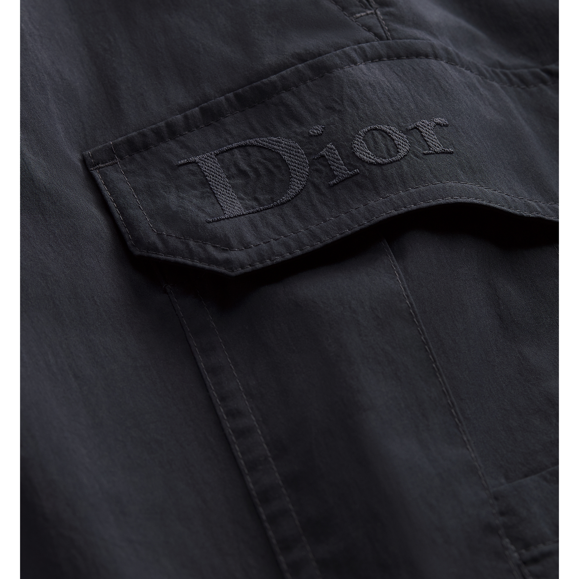 Cargo Shorts with Dior Embroidery Navy Blue Technical Fabric E09