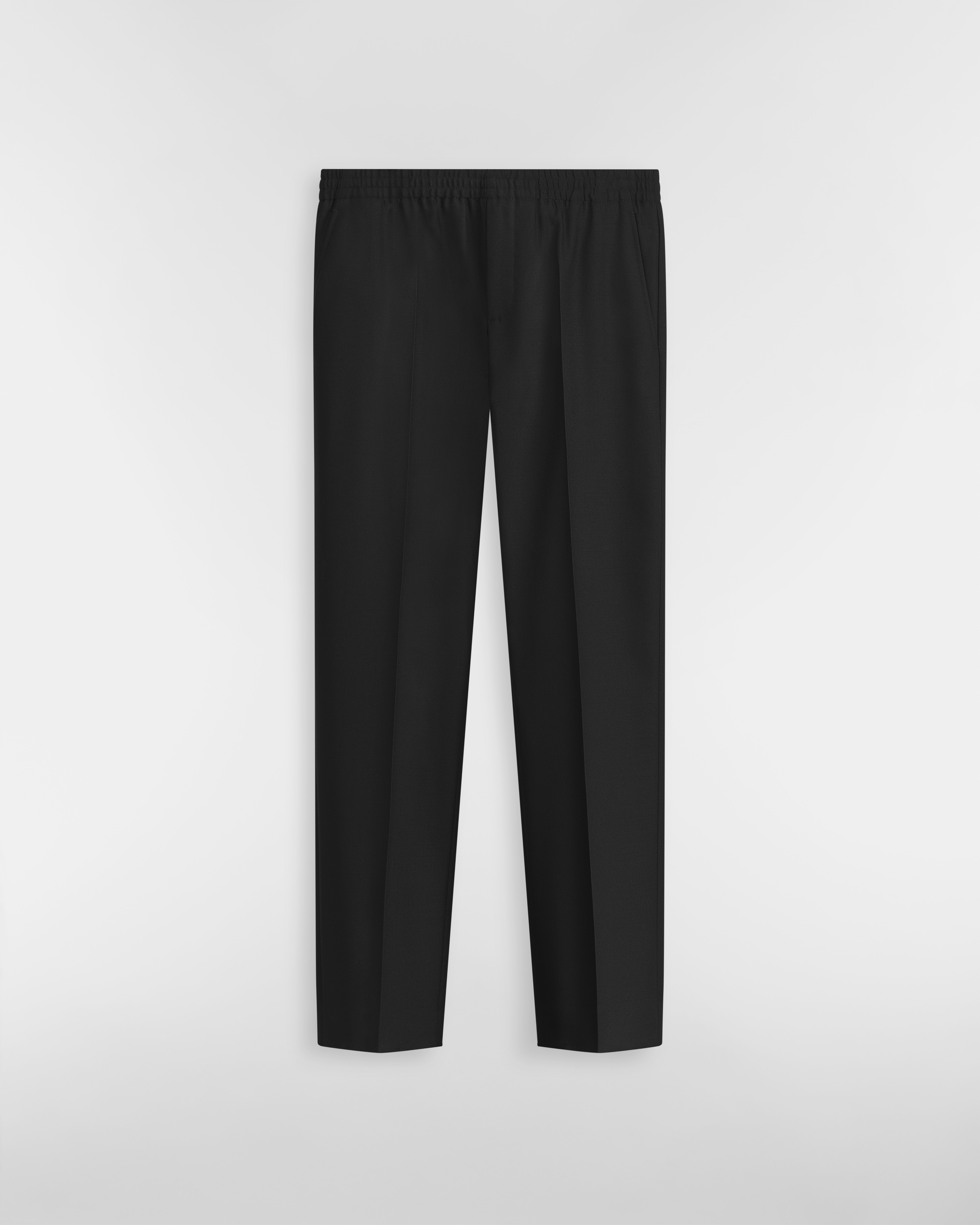 Tailored Track Pants Black Wool Drill E01