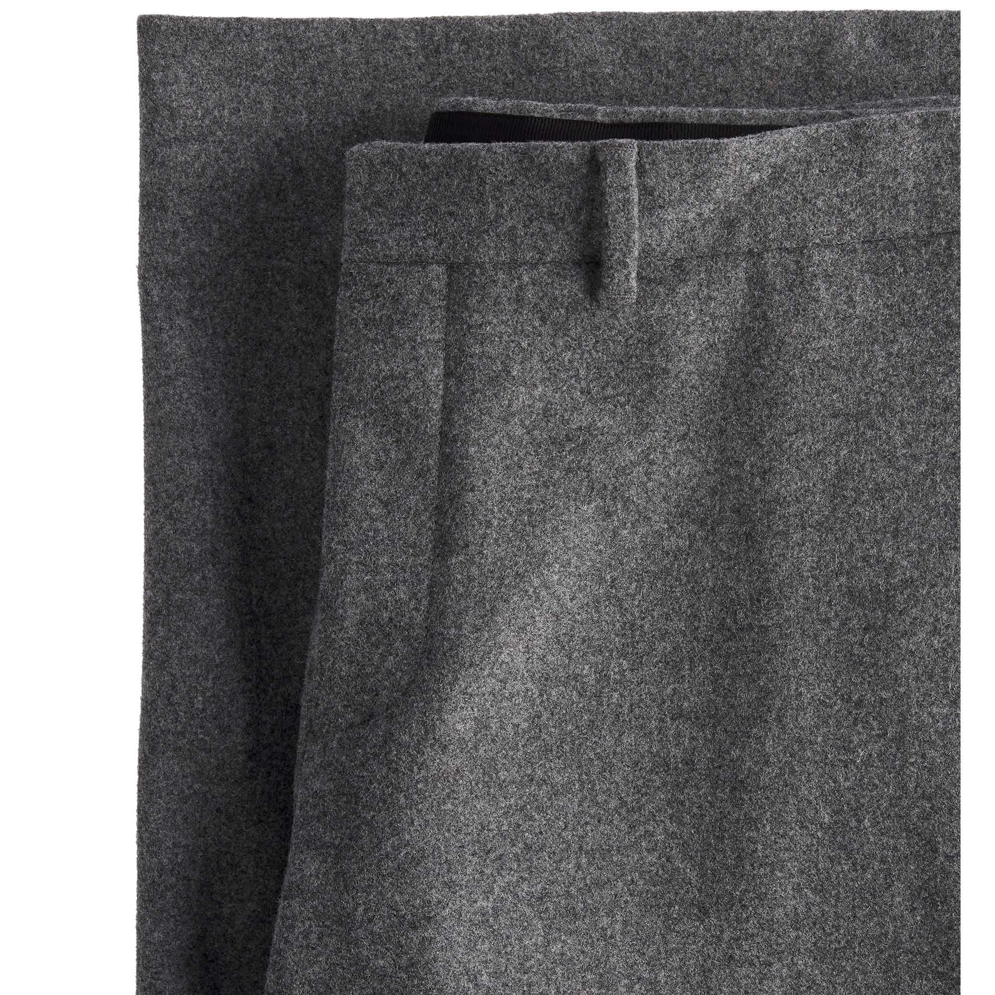 Loose Pants Anthracite Gray Virgin Wool Flannel E09