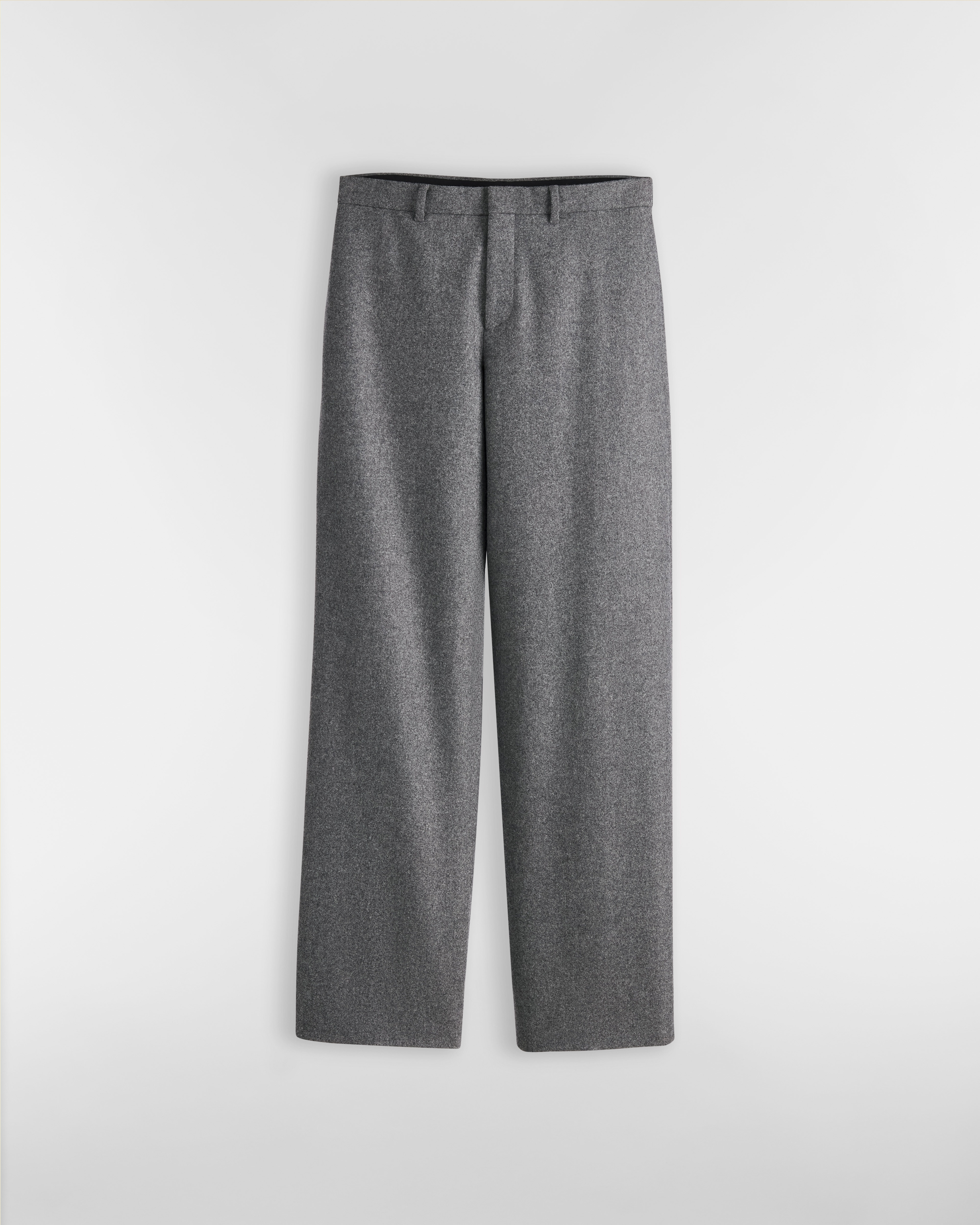 Pantalon large Flanelle de laine vierge gris anthracite E01