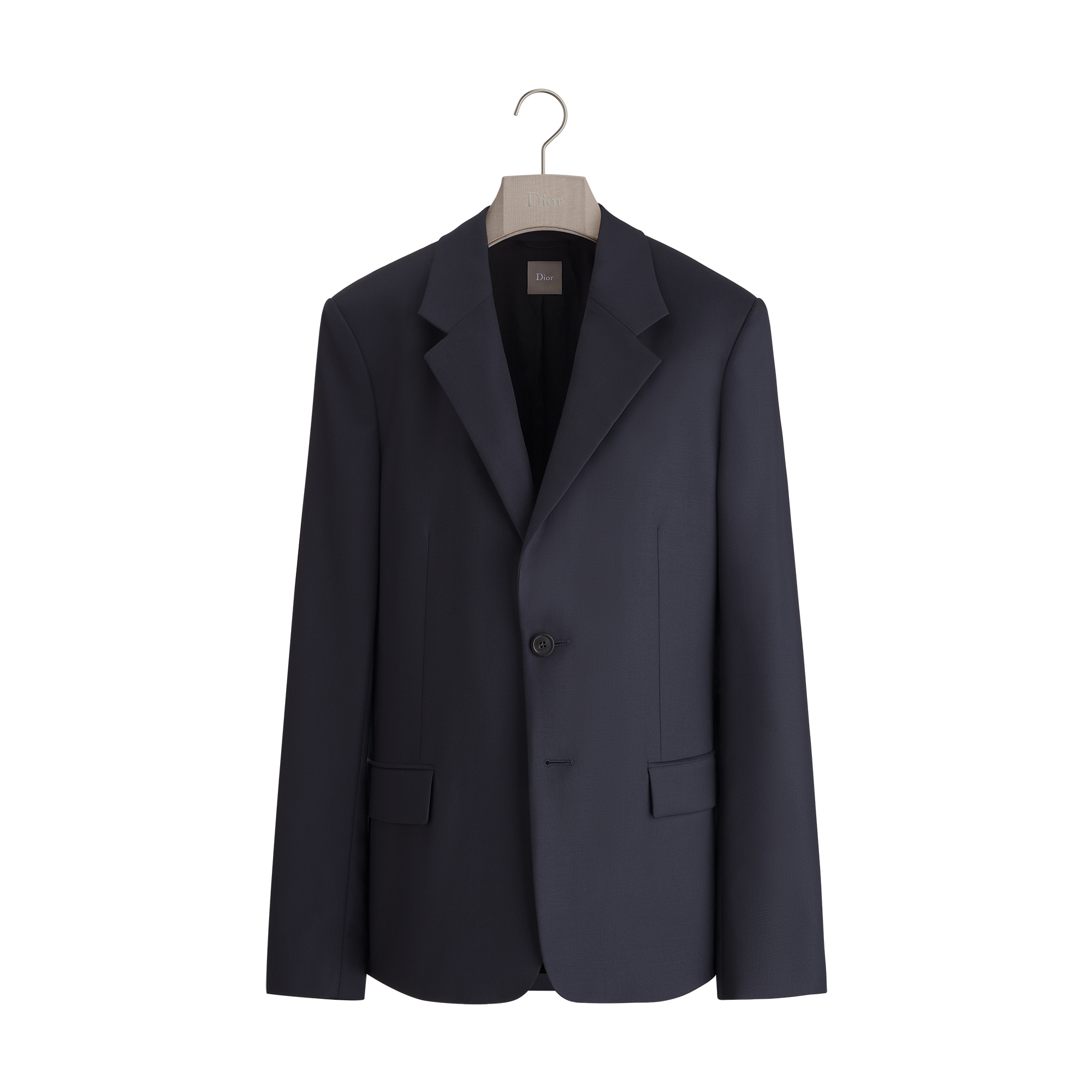 Single-Breasted Jacket Navy Blue Virgin Wool Twill E01