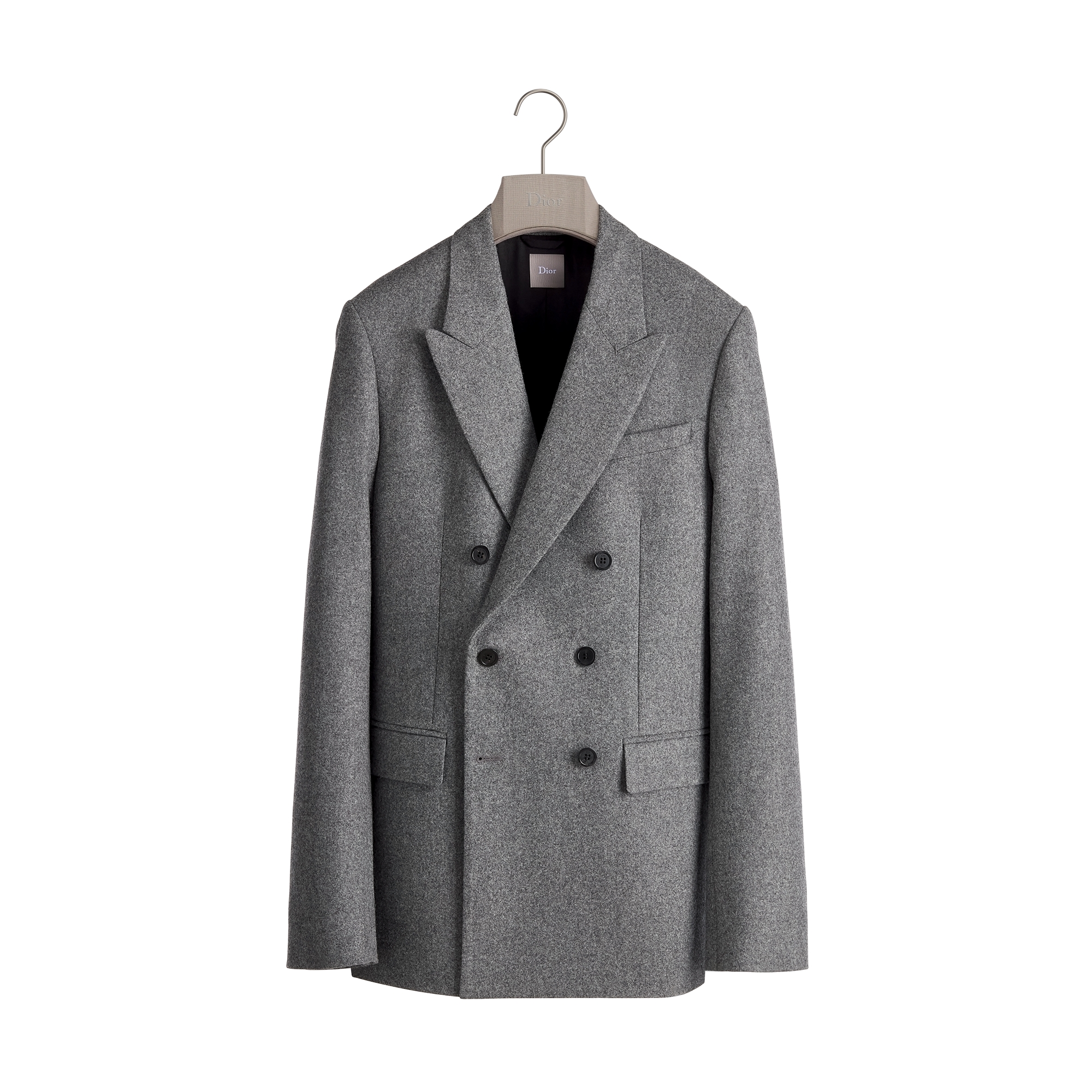 Double-Breasted Jacket Anthracite Gray Virgin Wool Flannel | DIOR
