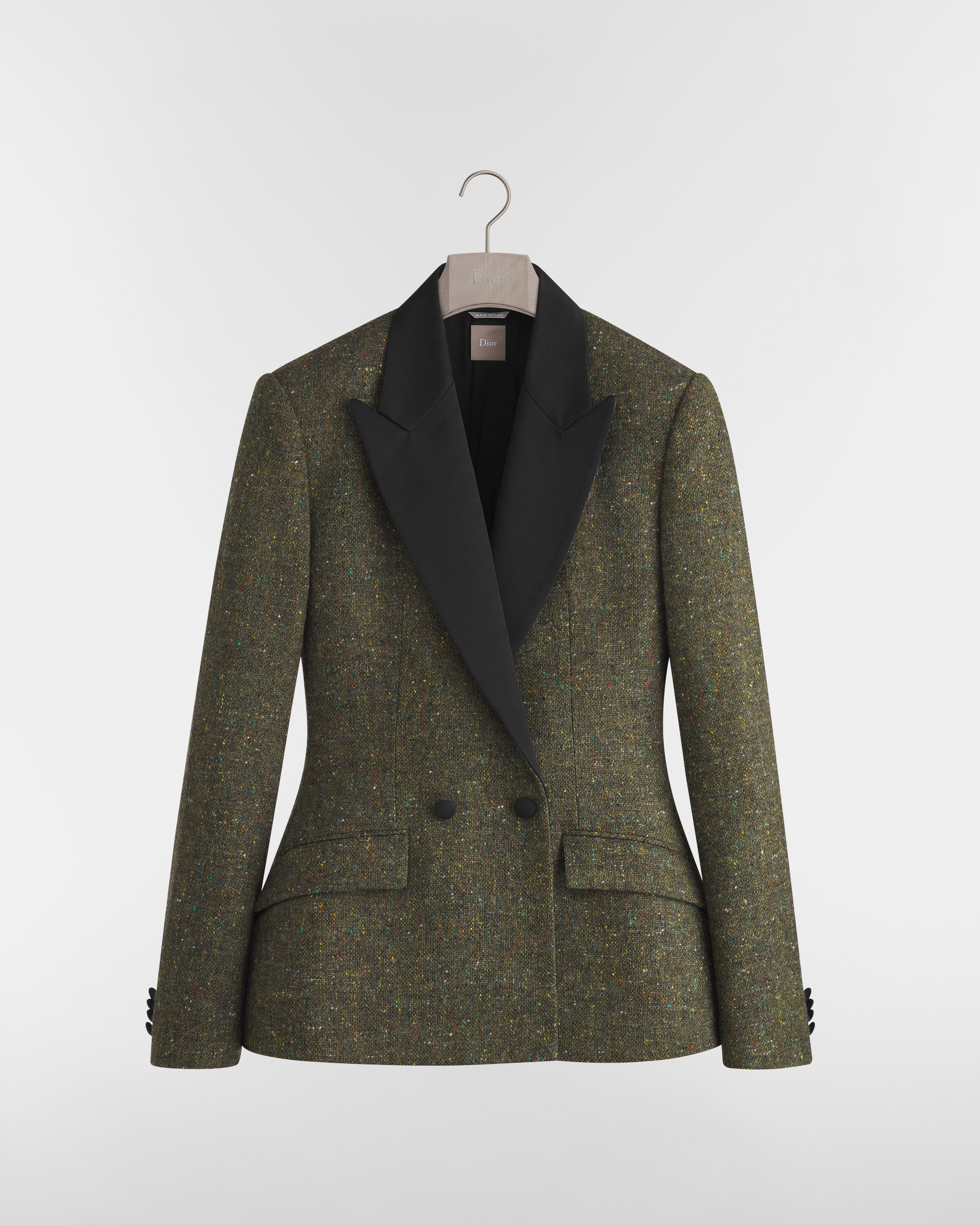 Veste Bar Tweed de laine vierge verte E01