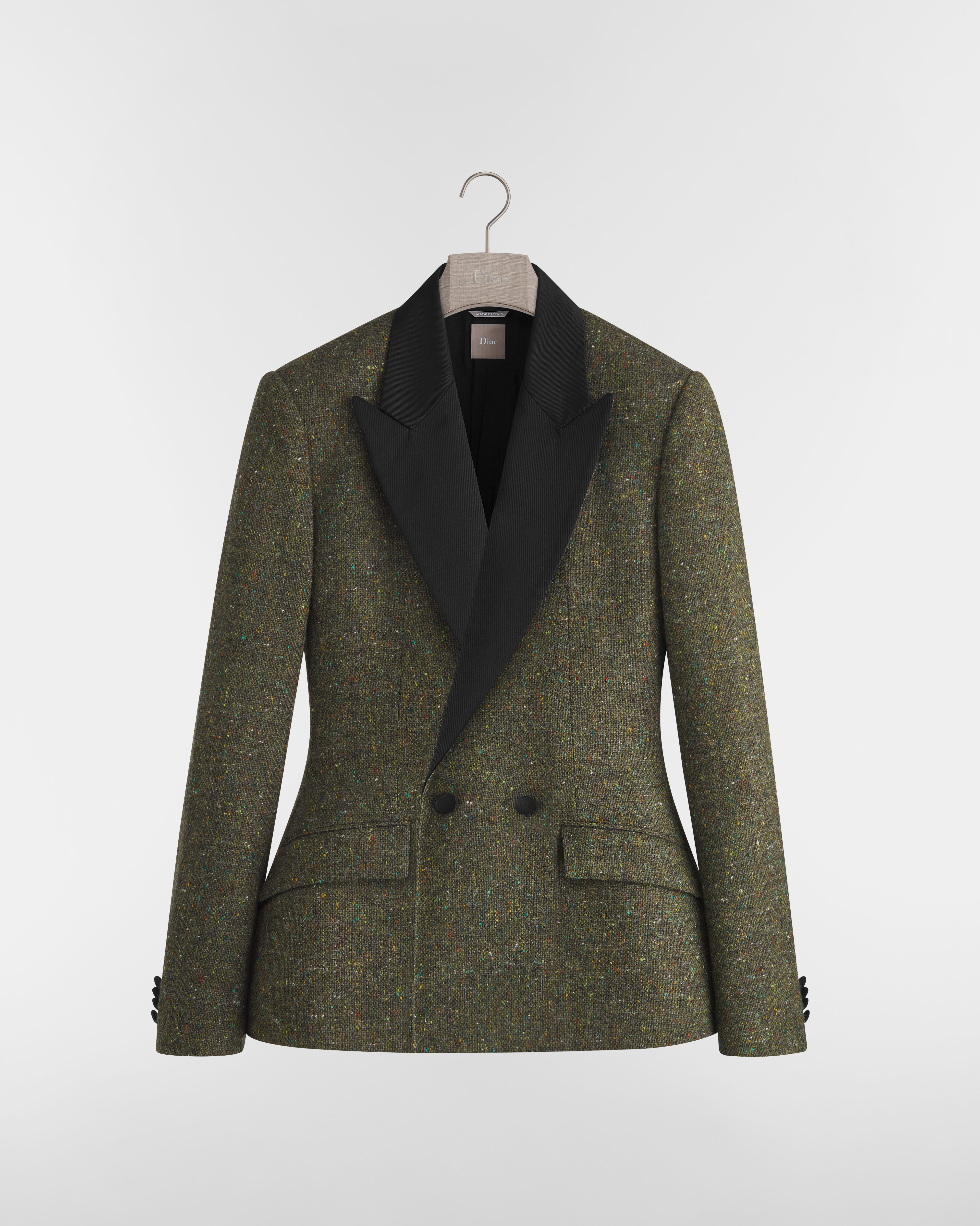 Chaqueta Bar Tweed de lana virgen verde E01