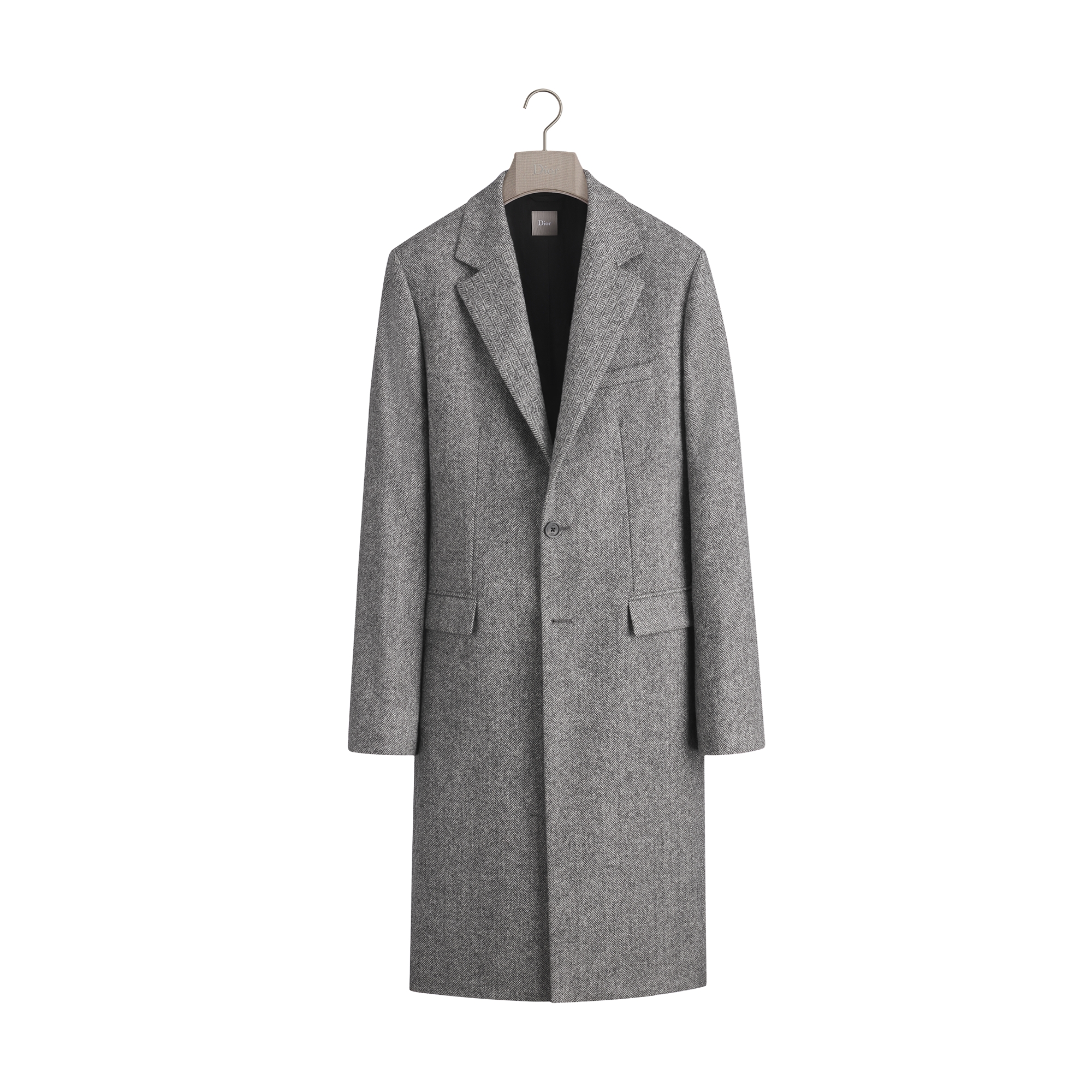 Classic Coat Gray Herringbone Virgin Wool | DIOR