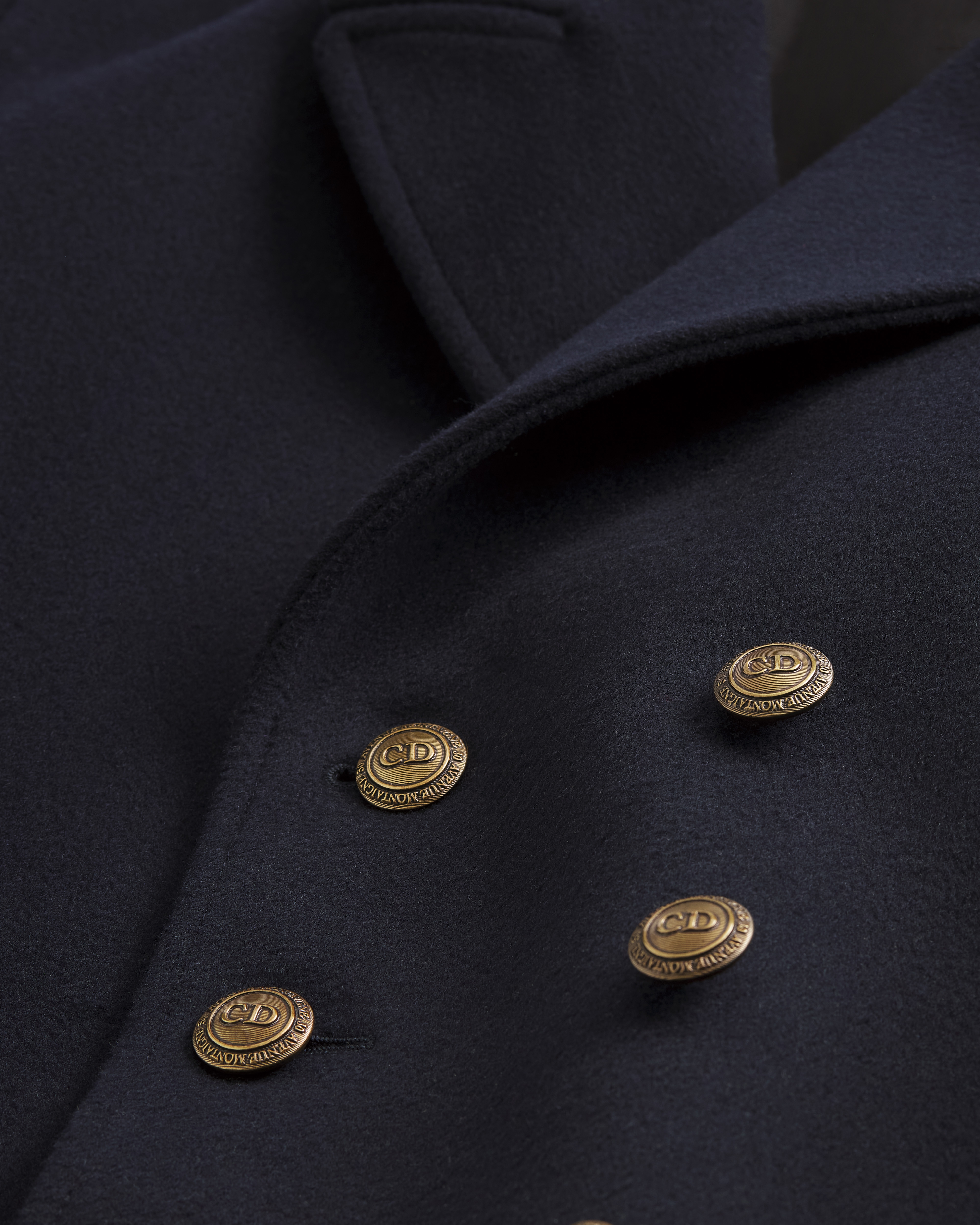 Peacoat with Gold-Tone Buttons Navy Blue Virgin Wool and Cashmere E09