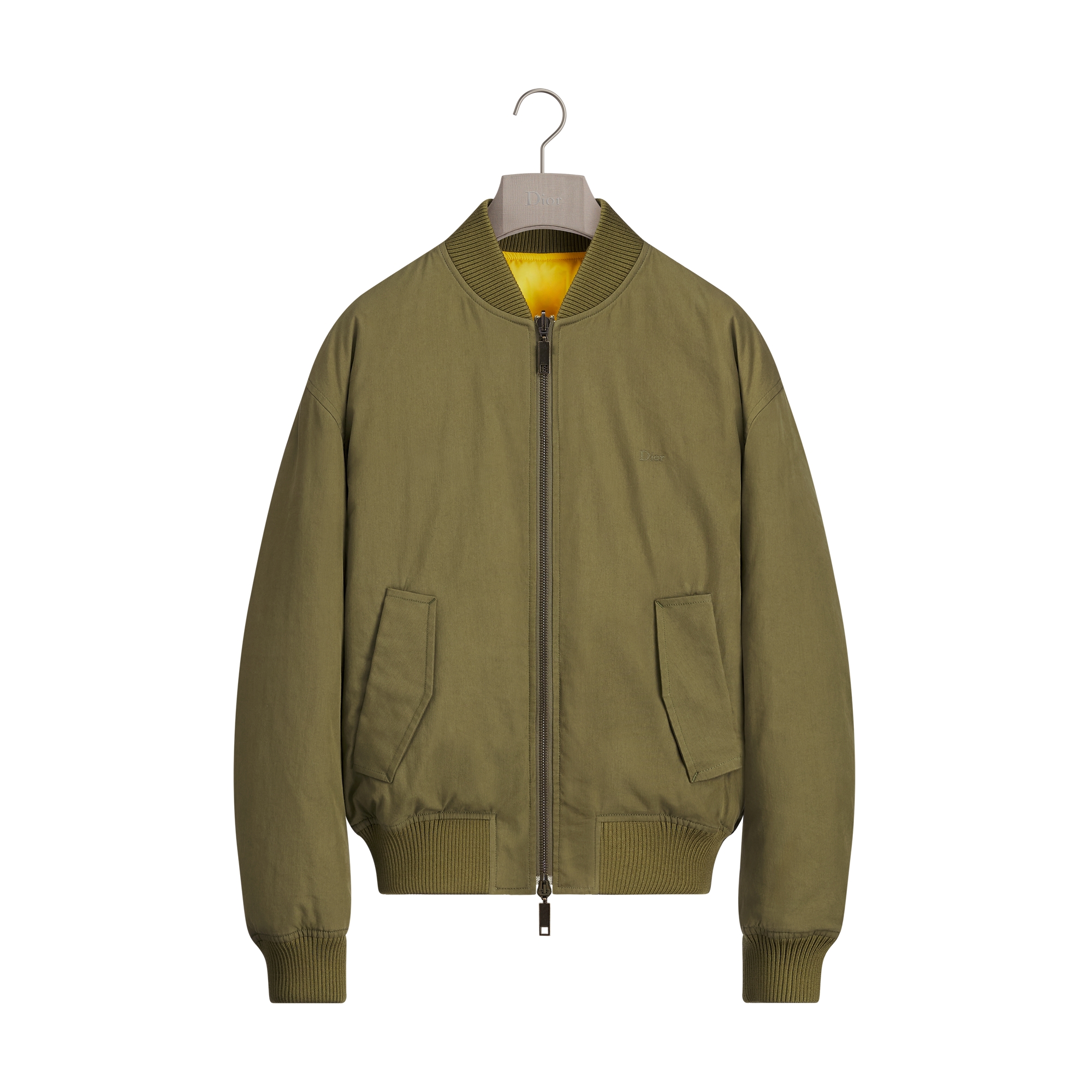 Book Cover Reversible Down Bomber Jacket Green Cotton Blend | DIOR
