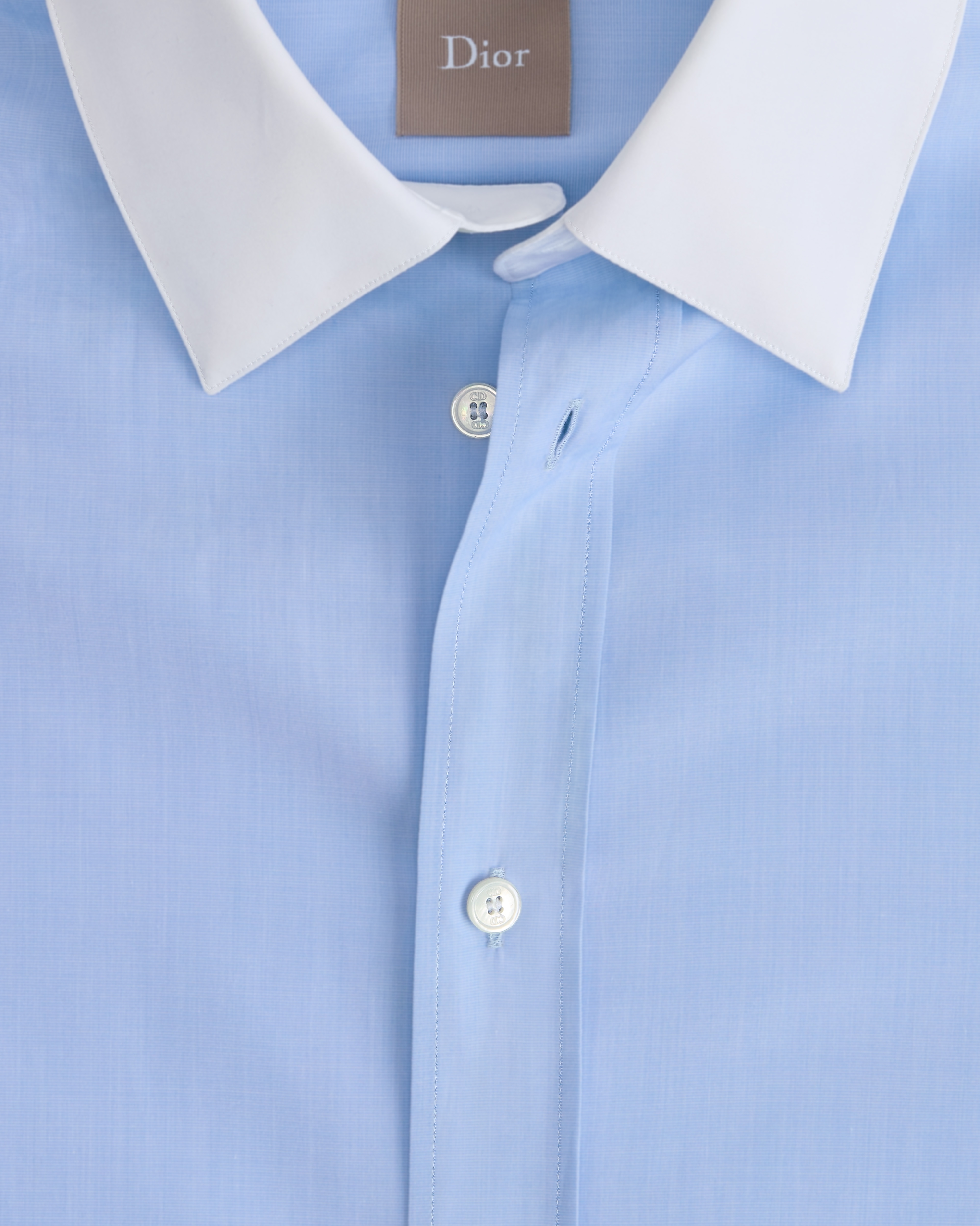 Shirt with Dior Embroidery Blue Cotton Poplin E09