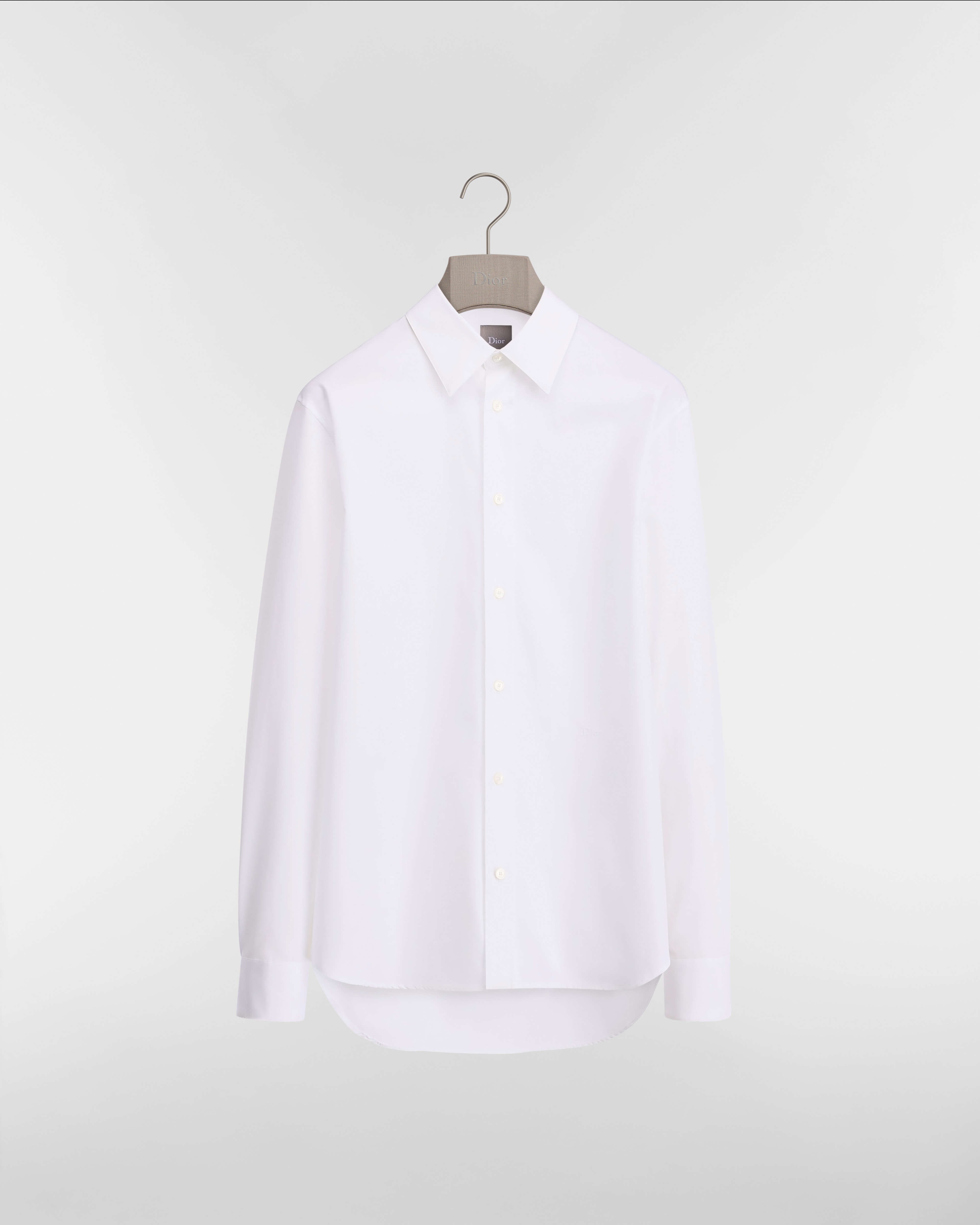 Shirt with Dior Embroidery White Cotton Poplin E01