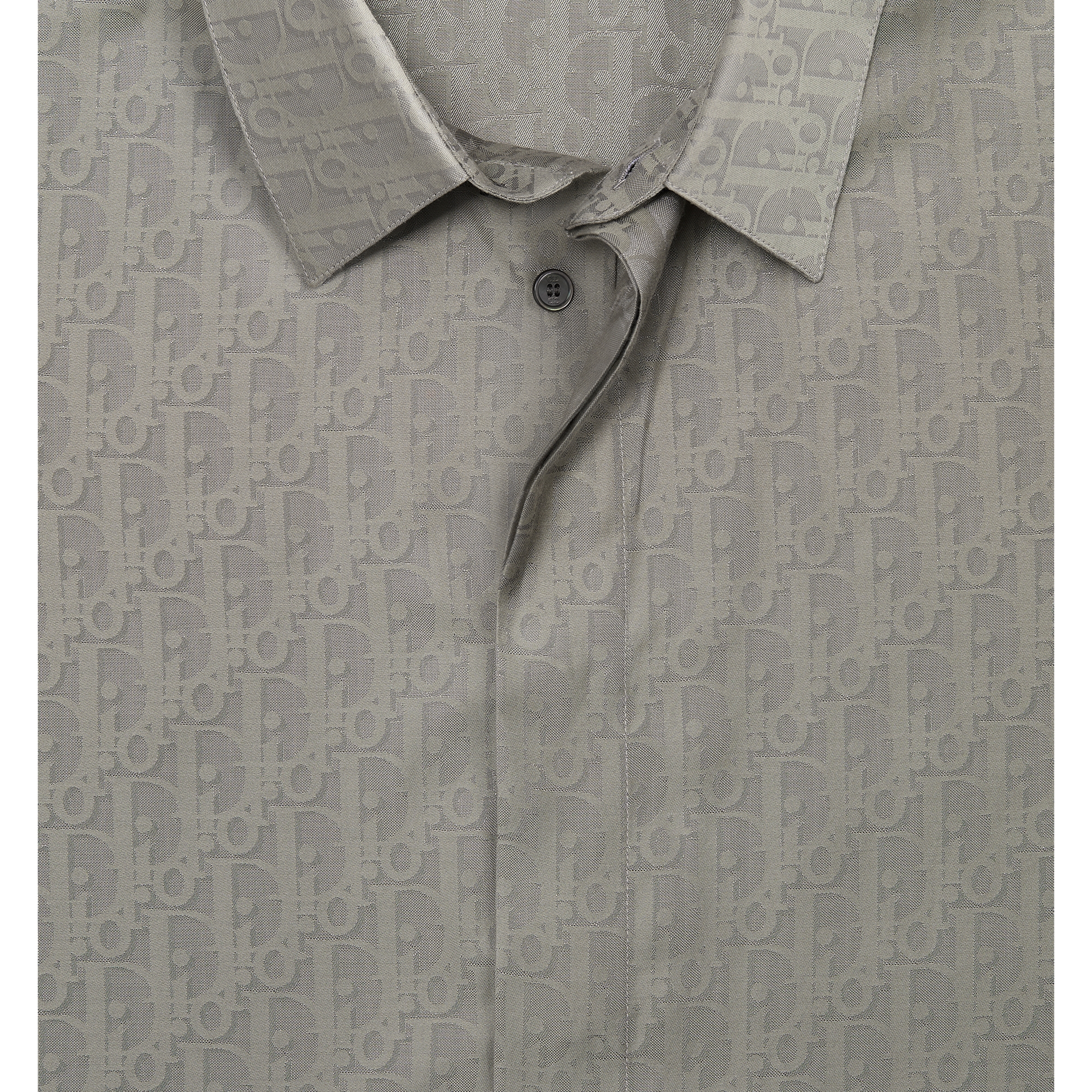 Dior Oblique 短袖襯衫 灰色棉和絲質緹花 E09