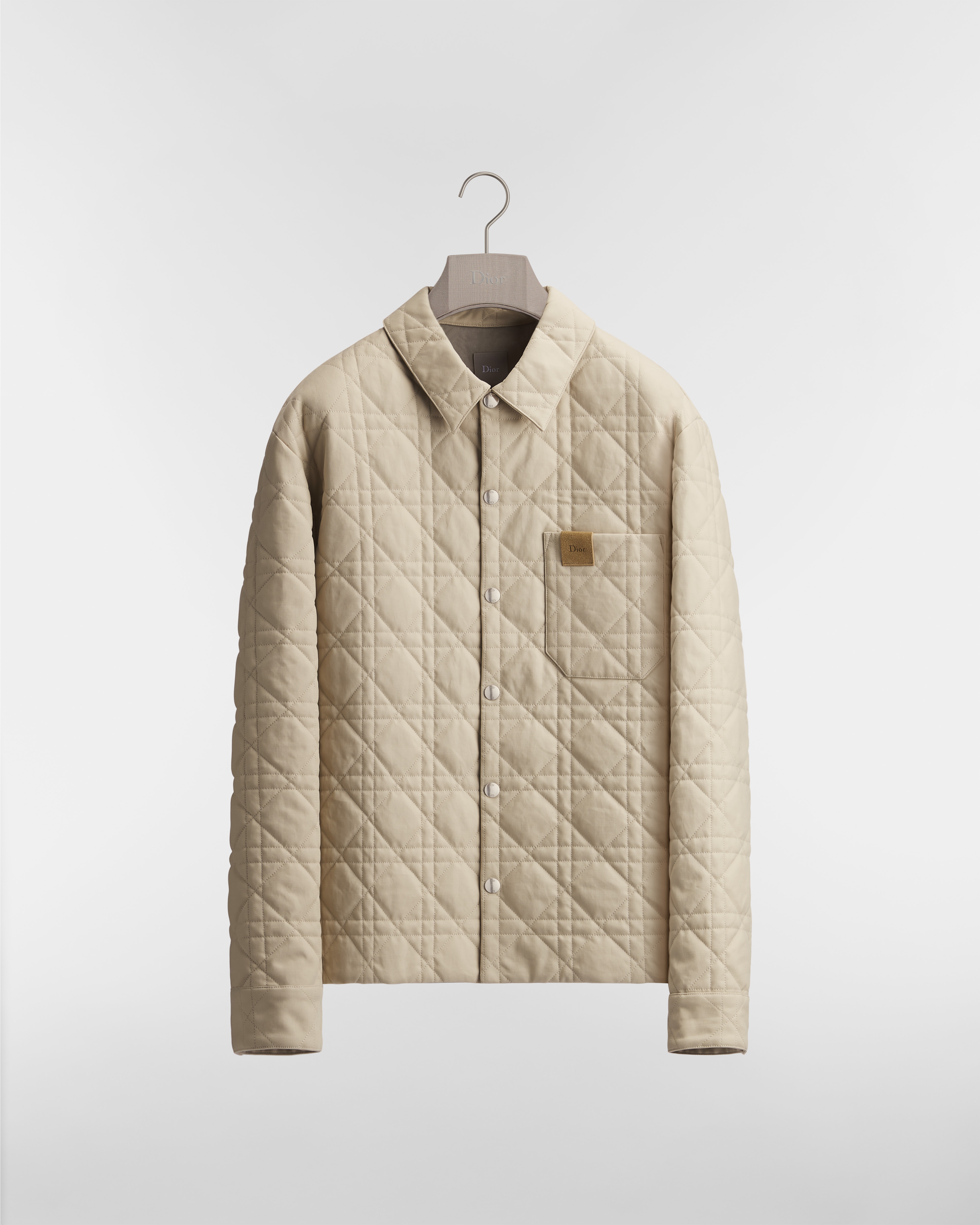 Surchemise Cannage à patch en cuir Dior Toile de coton beige E01