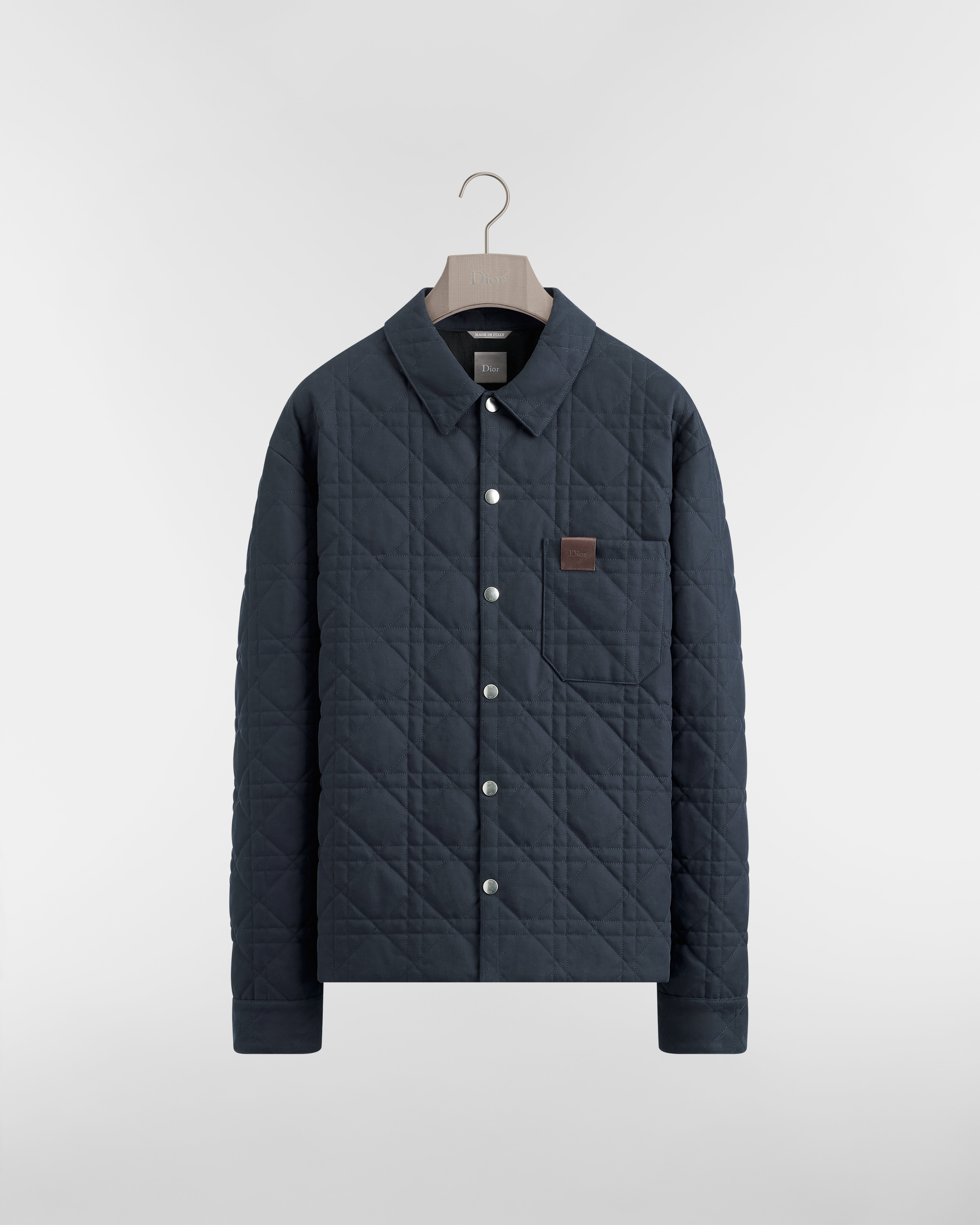 Surchemise Cannage à patch en cuir Dior Toile de coton bleu marine E01