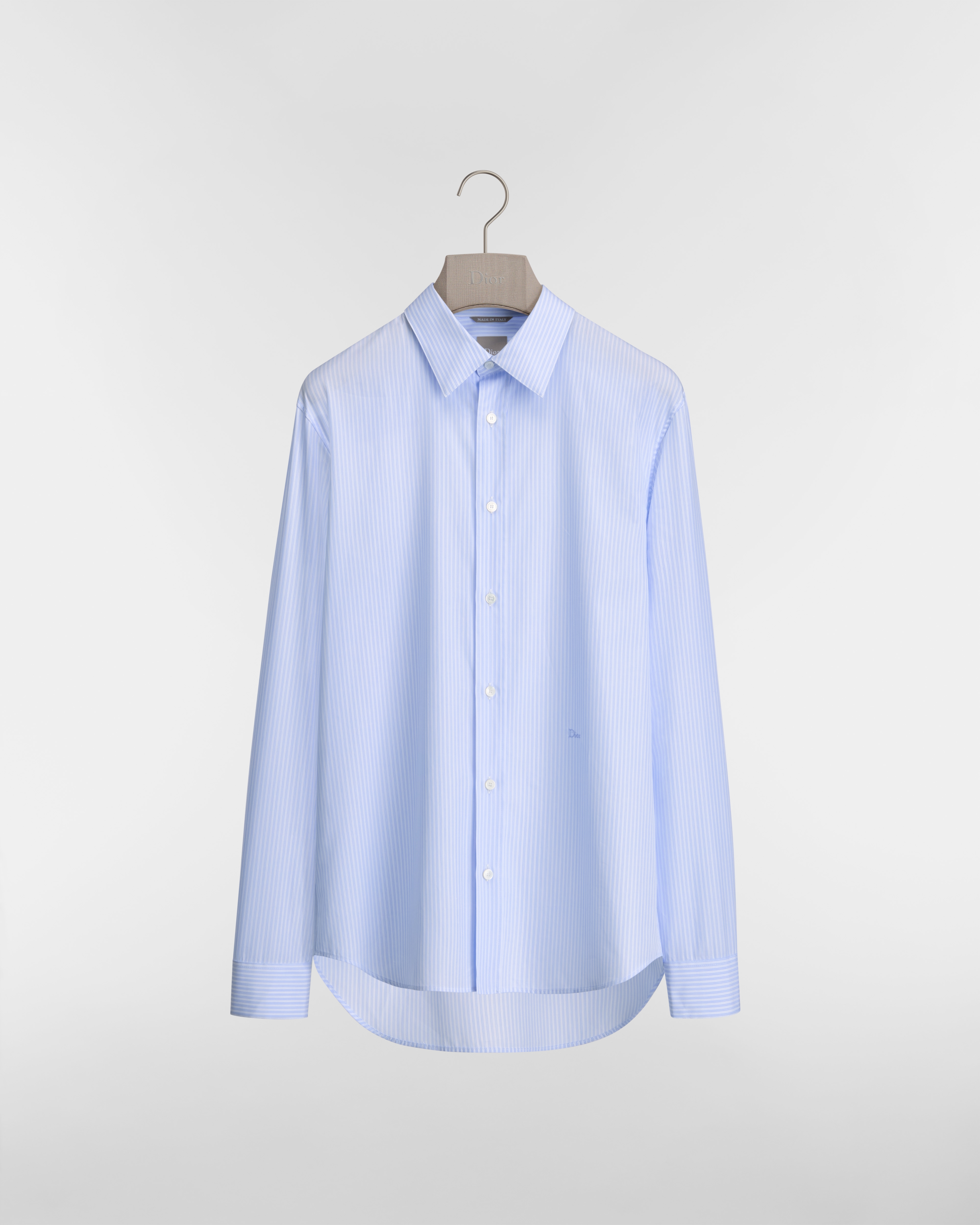 Camisa con bordado Dior Popelina de algodón azul a rayas E01