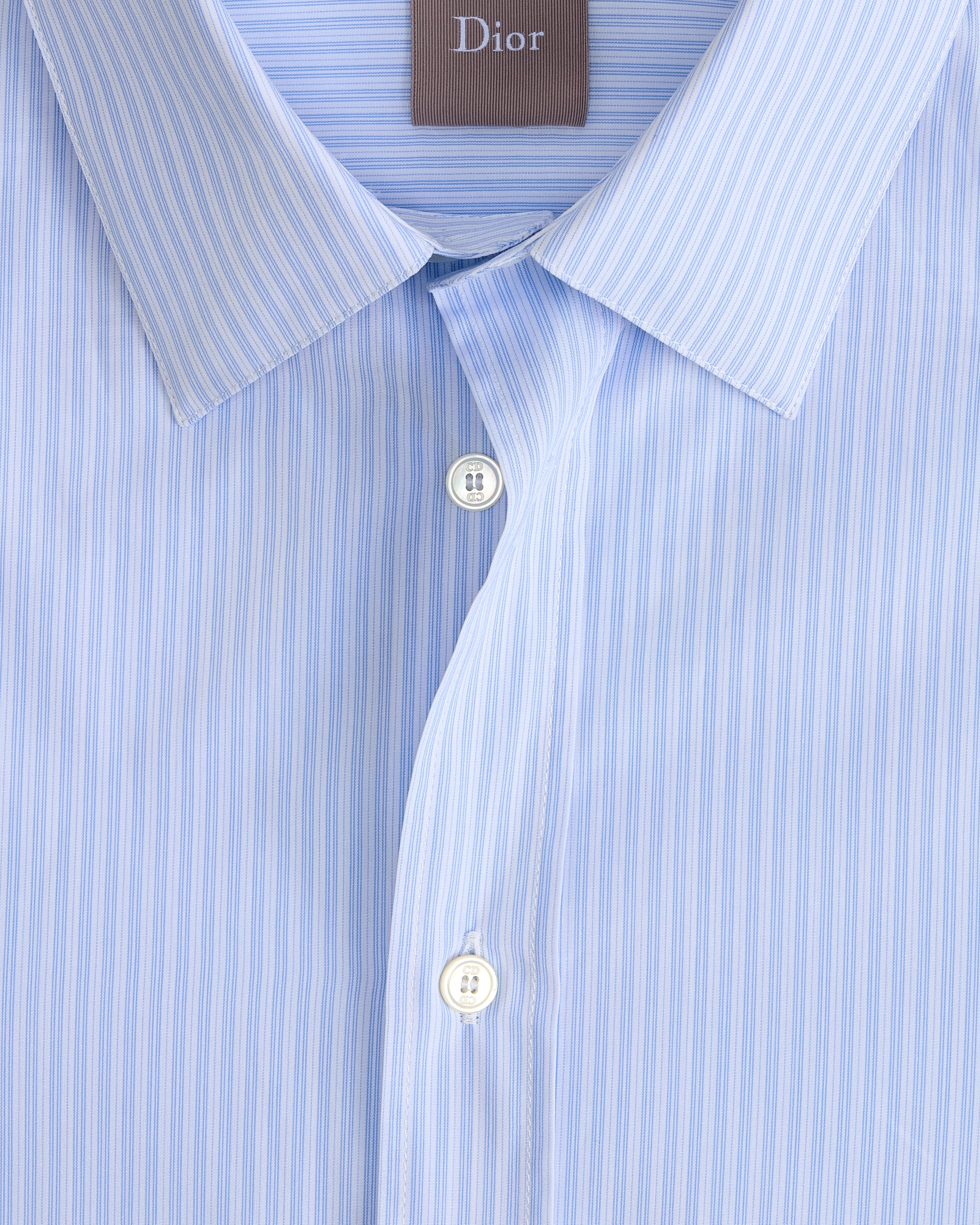 Camisa con bordado Dior Popelina de algodón azul a rayas E09