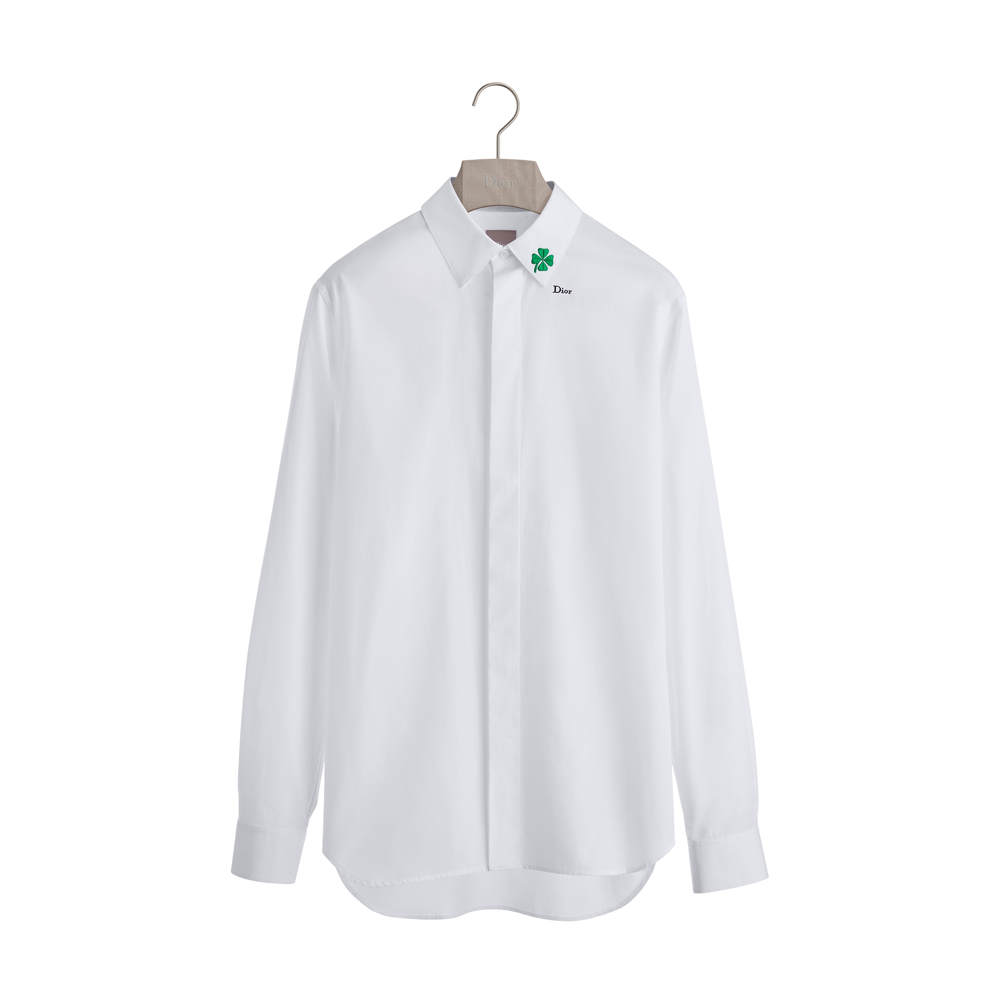 Shirt with Dior Clover Embroidery White Cotton Poplin | DIOR