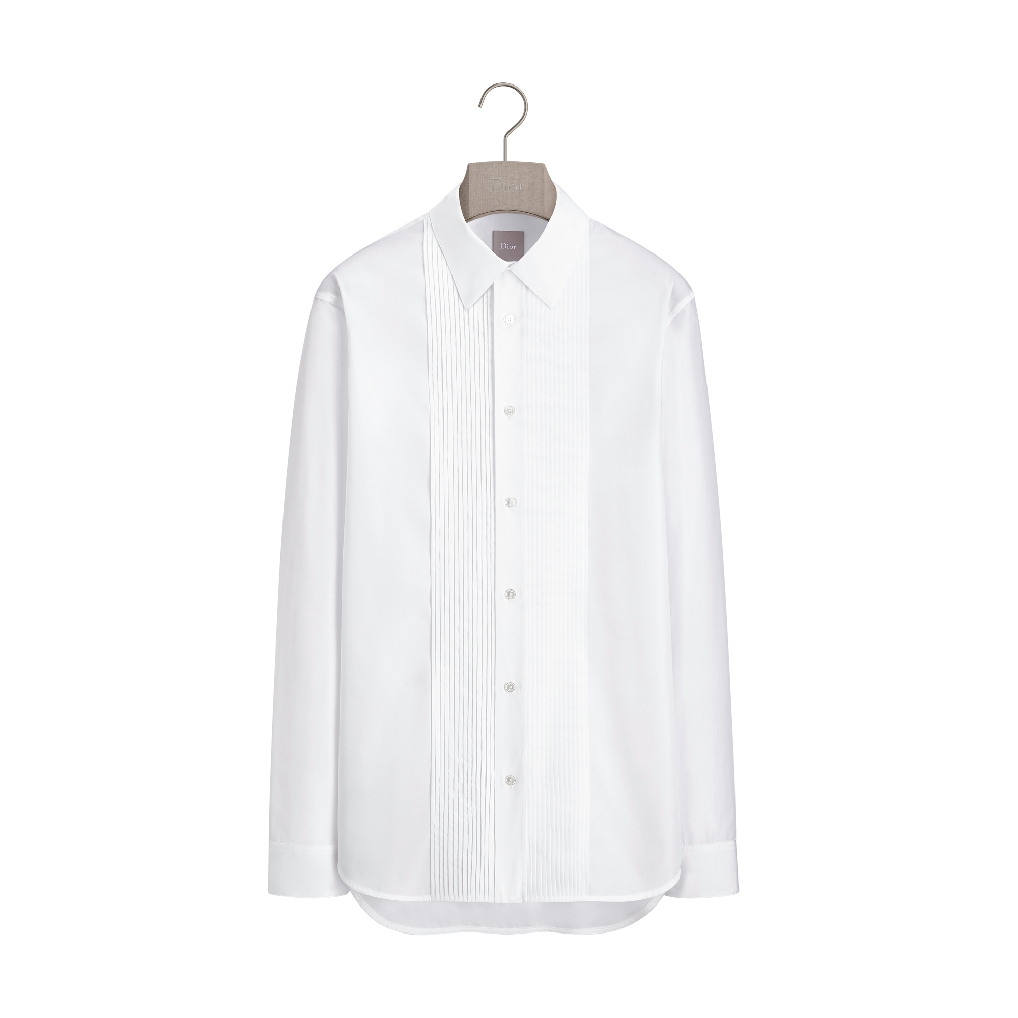 Christian Dior パフスリーブ 長袖シャツ ホワイト Shirt with Pleated Plastron White Cotton Poplin | DIOR US