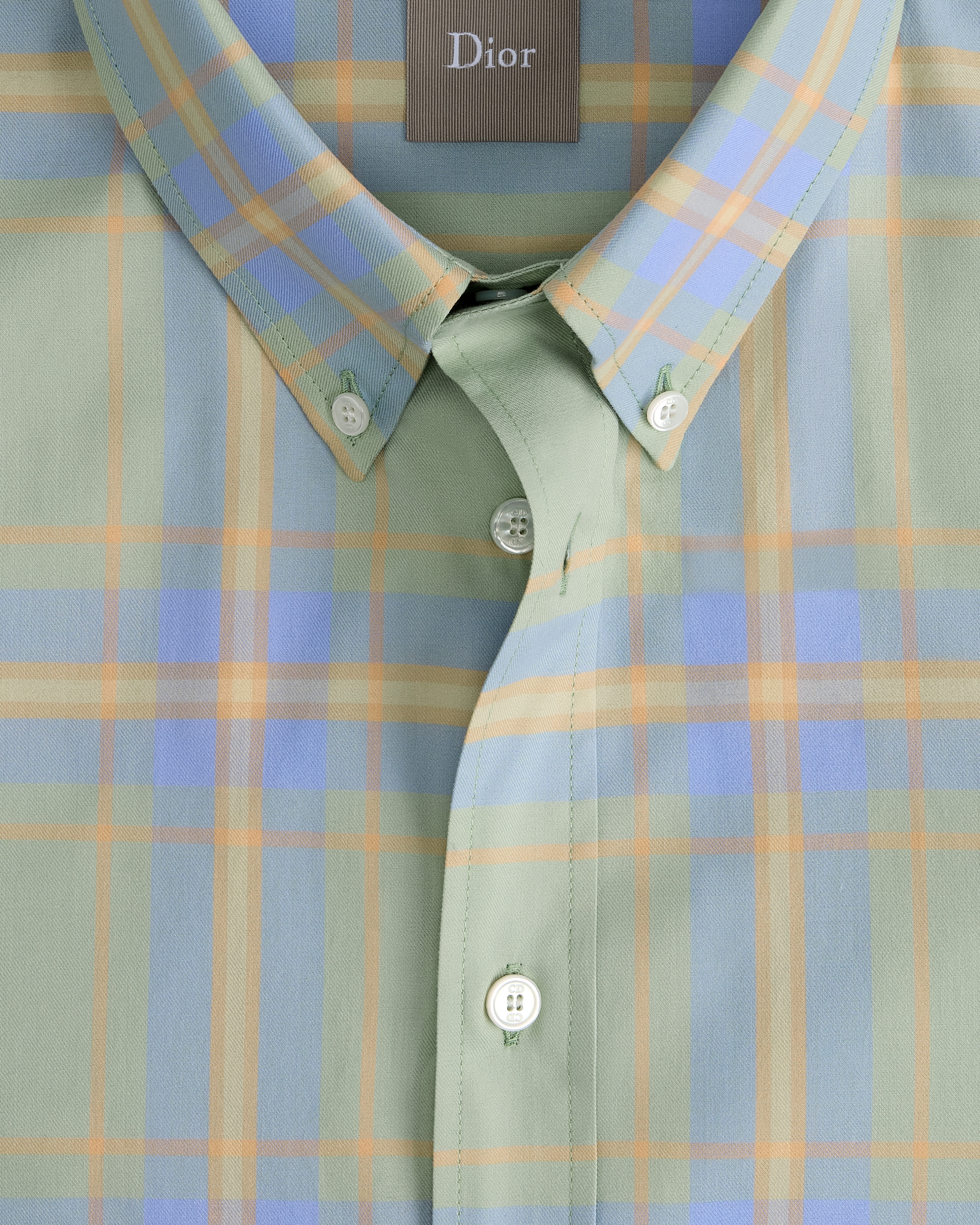 Dior 刺繡襯衫 綠色格紋棉質法蘭絨 E09