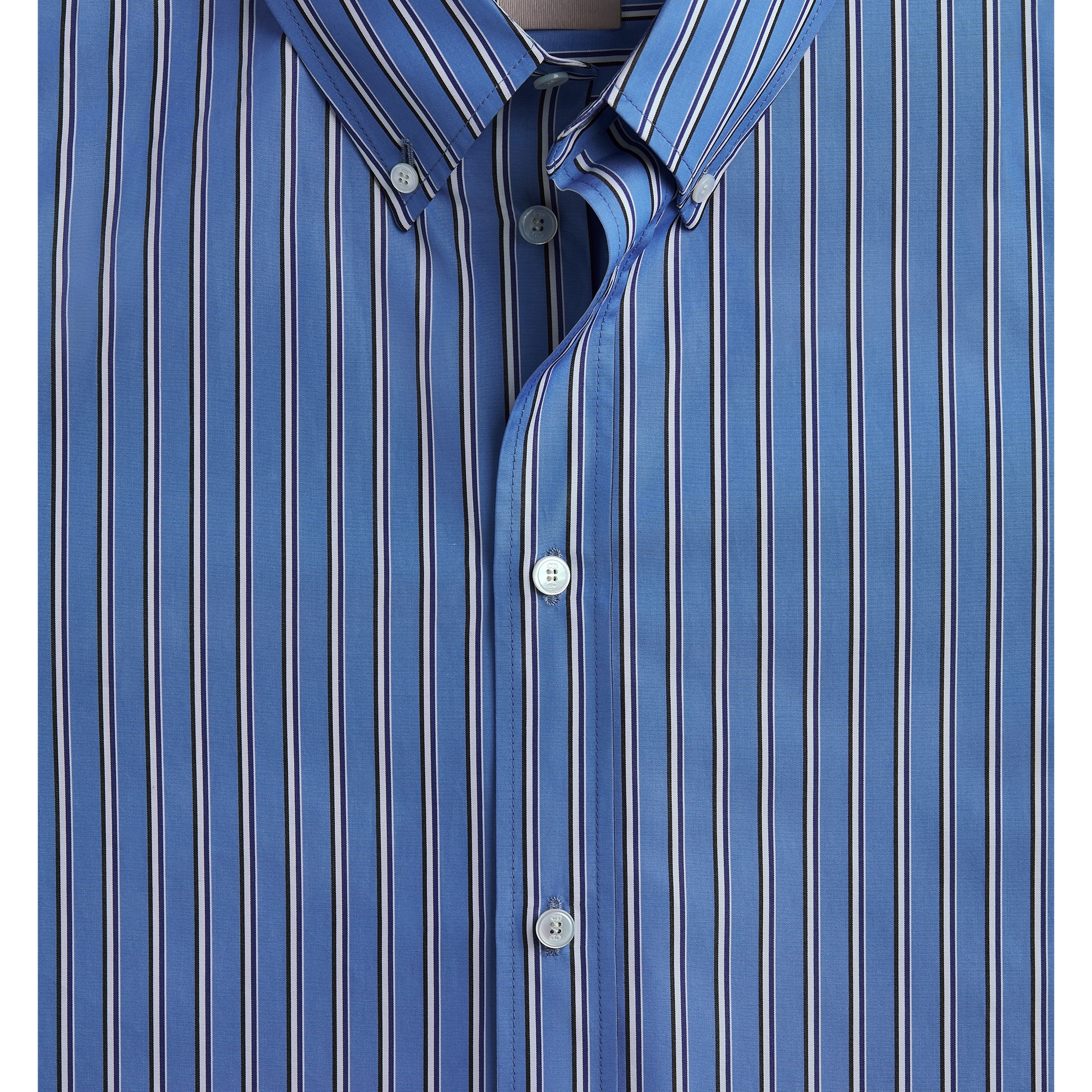 Shirt with Dior Embroidery Blue Striped Cotton Poplin E09
