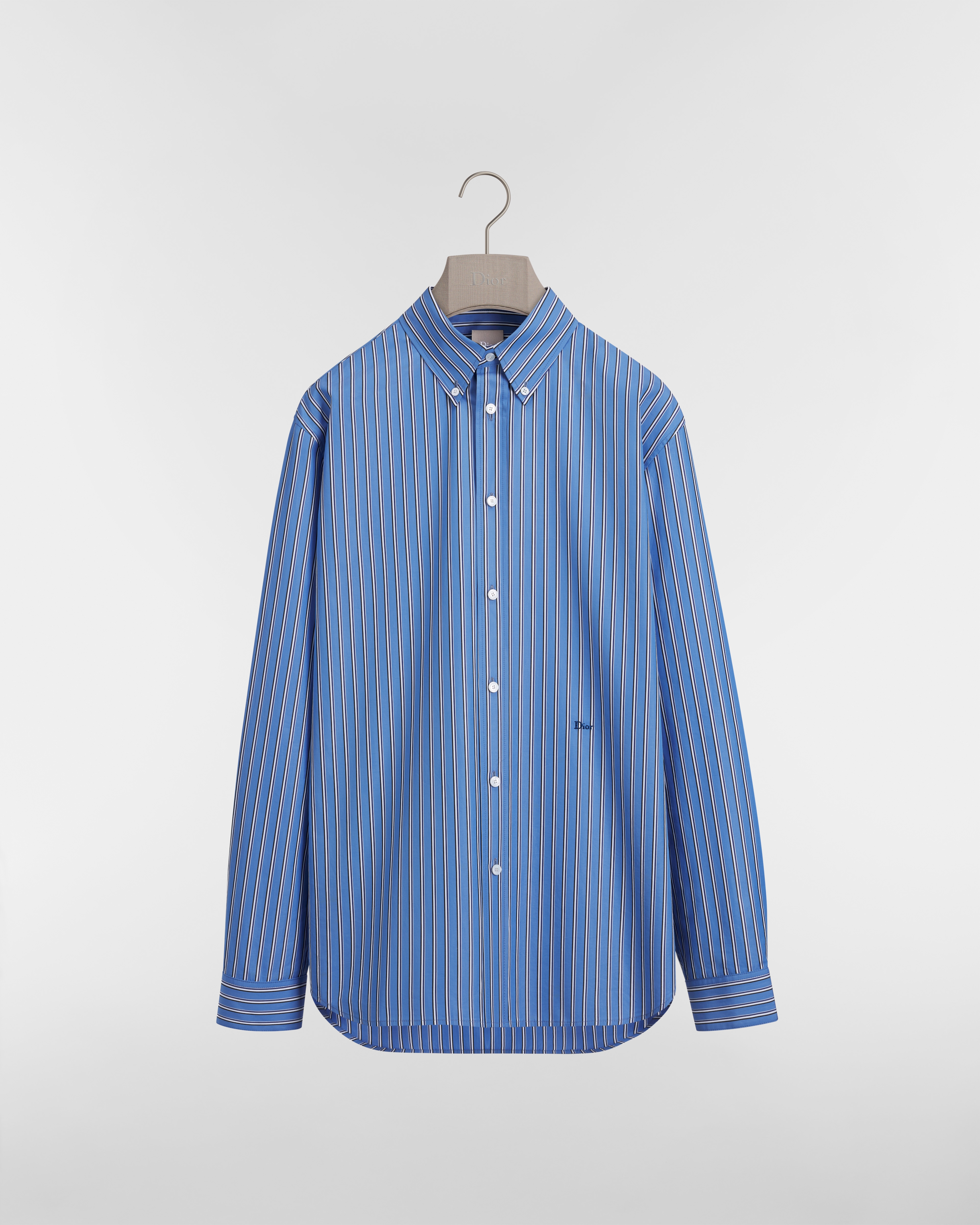 Chemise à broderie Dior Popeline de coton bleu à rayures E01