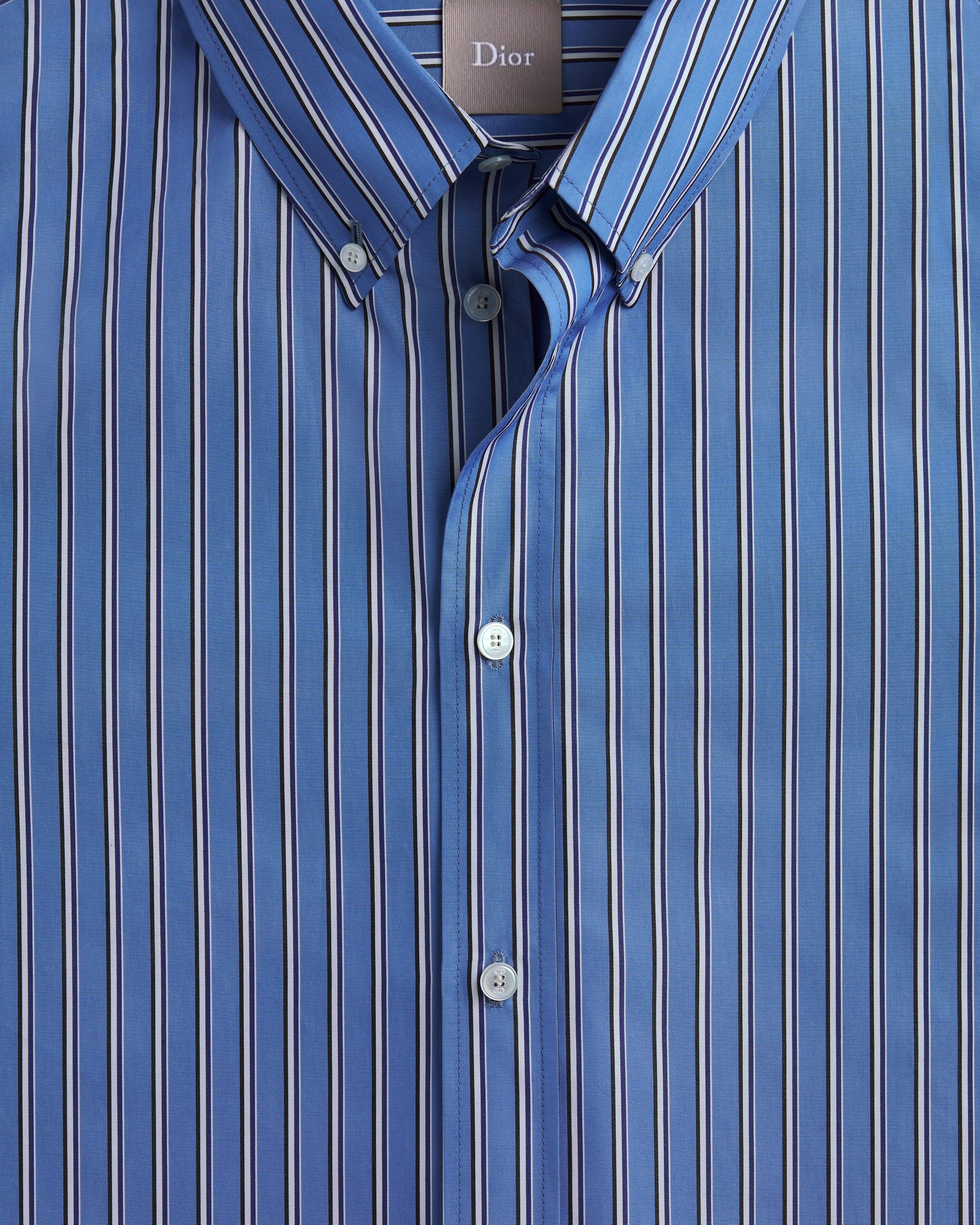 Chemise à broderie Dior Popeline de coton bleu à rayures E09