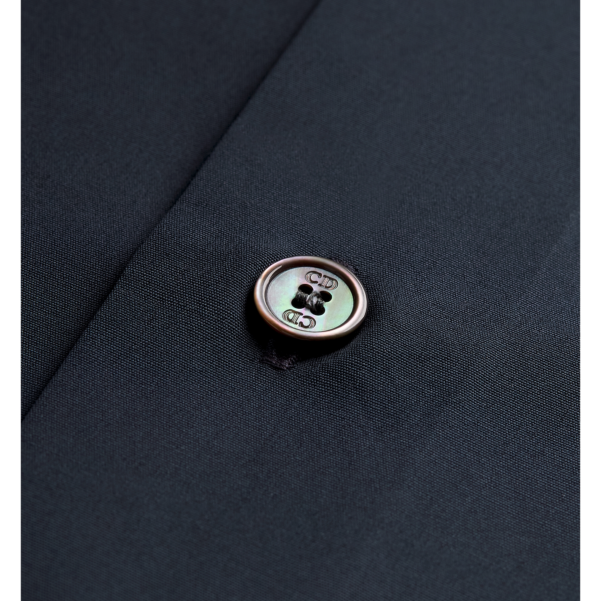 Short-Sleeved Shirt with Dior Clover Embroidery Navy Blue Cotton Poplin E09