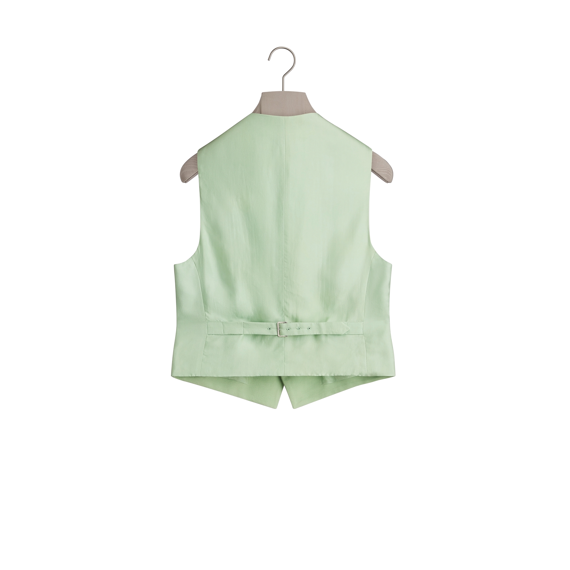 Vest with Satin Panel Green Cotton-Blend Piqué E08