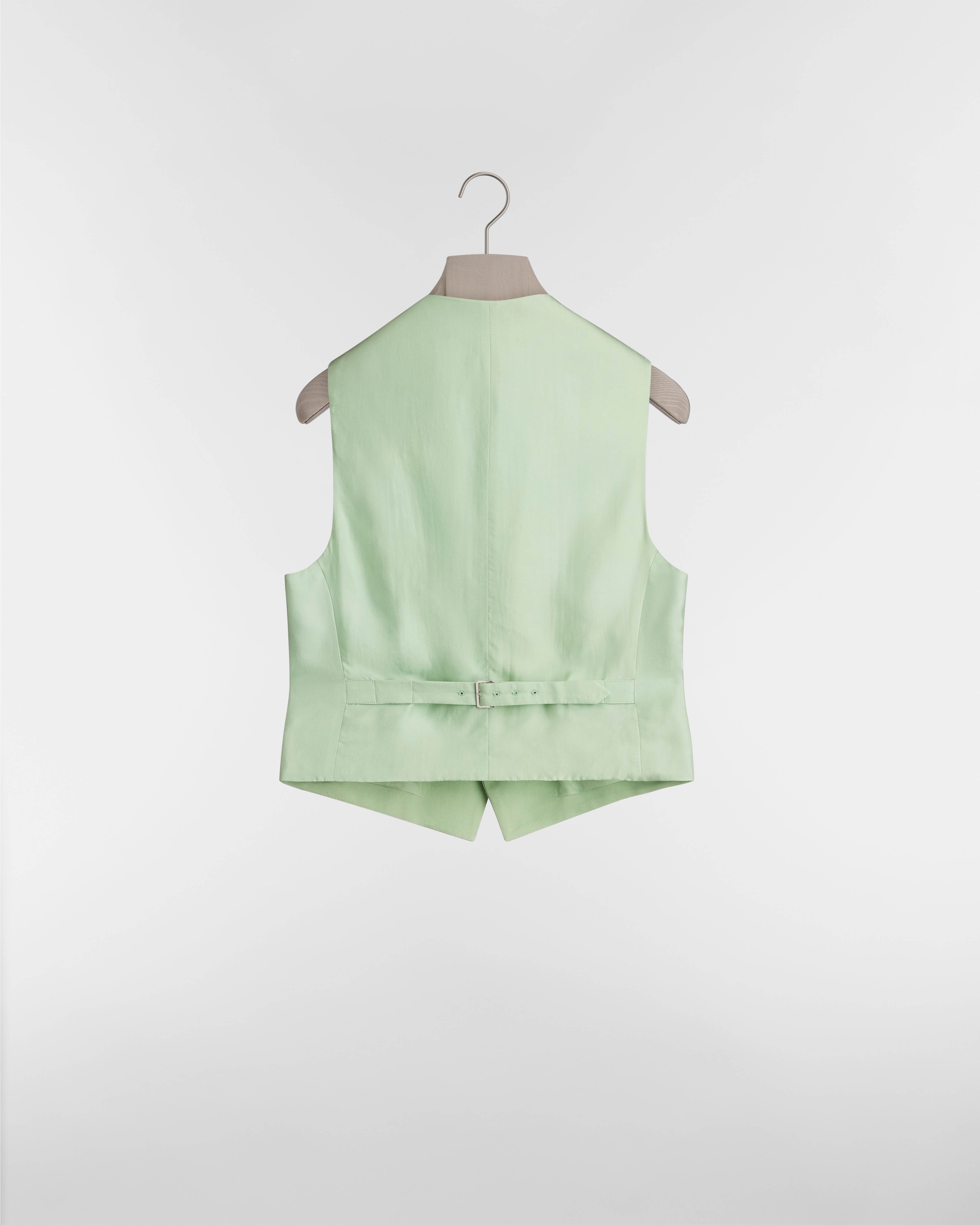 Gilet à empiècement en satin Piqué de coton mélangé vert E08