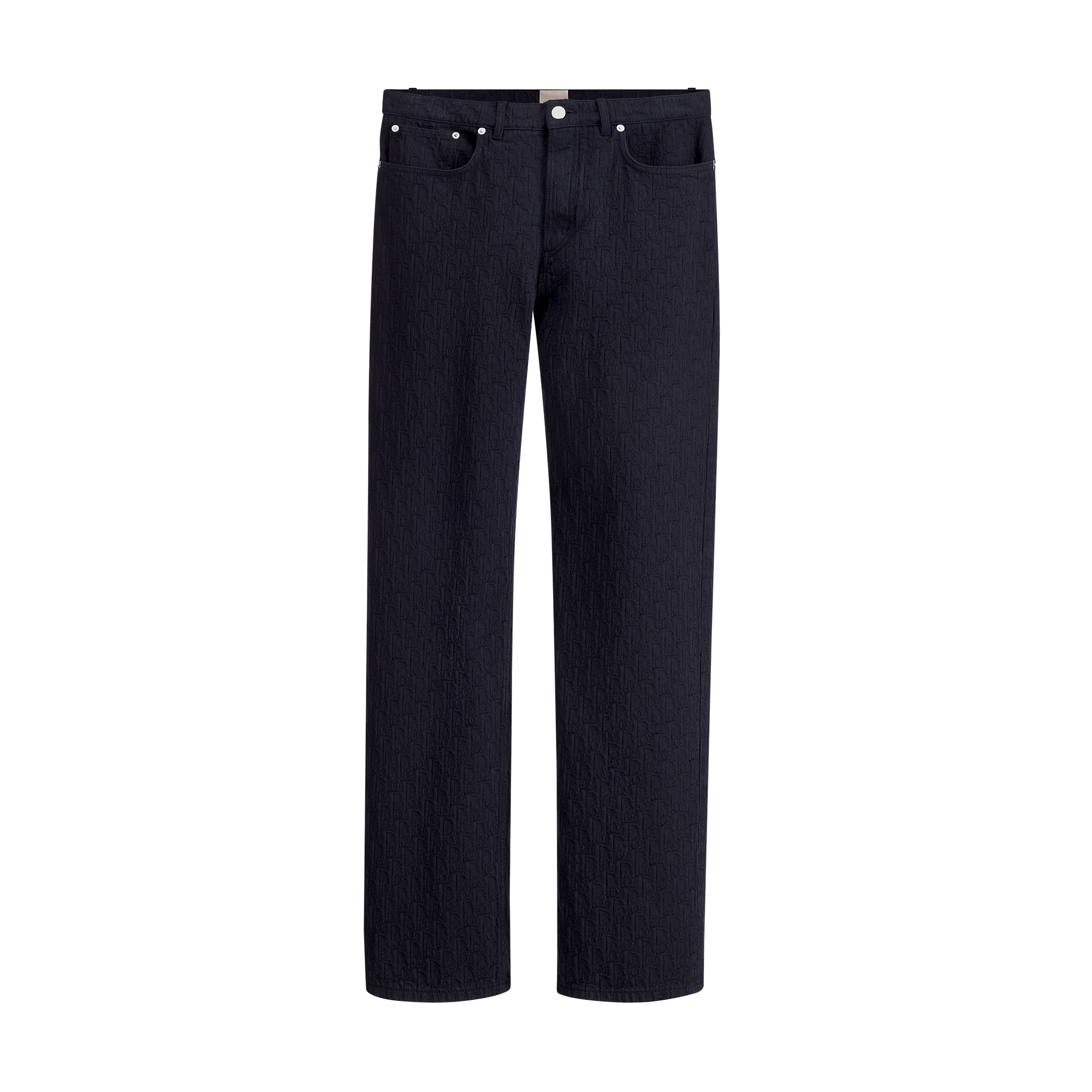 Dior Oblique Long Regular Jeans Navy Blue Cotton Jacquard | DIOR