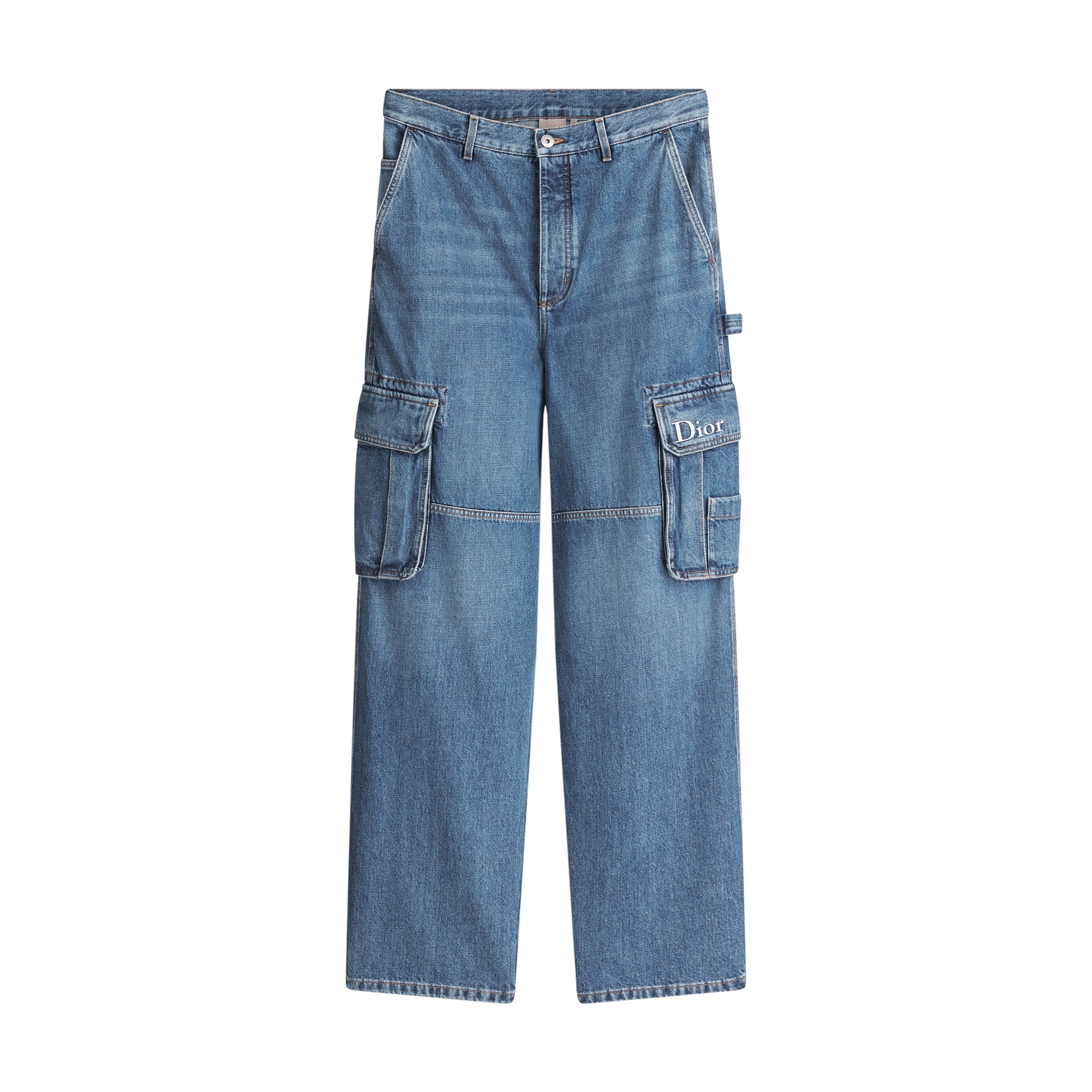 Cargo Jeans Blue Cotton Twill E01