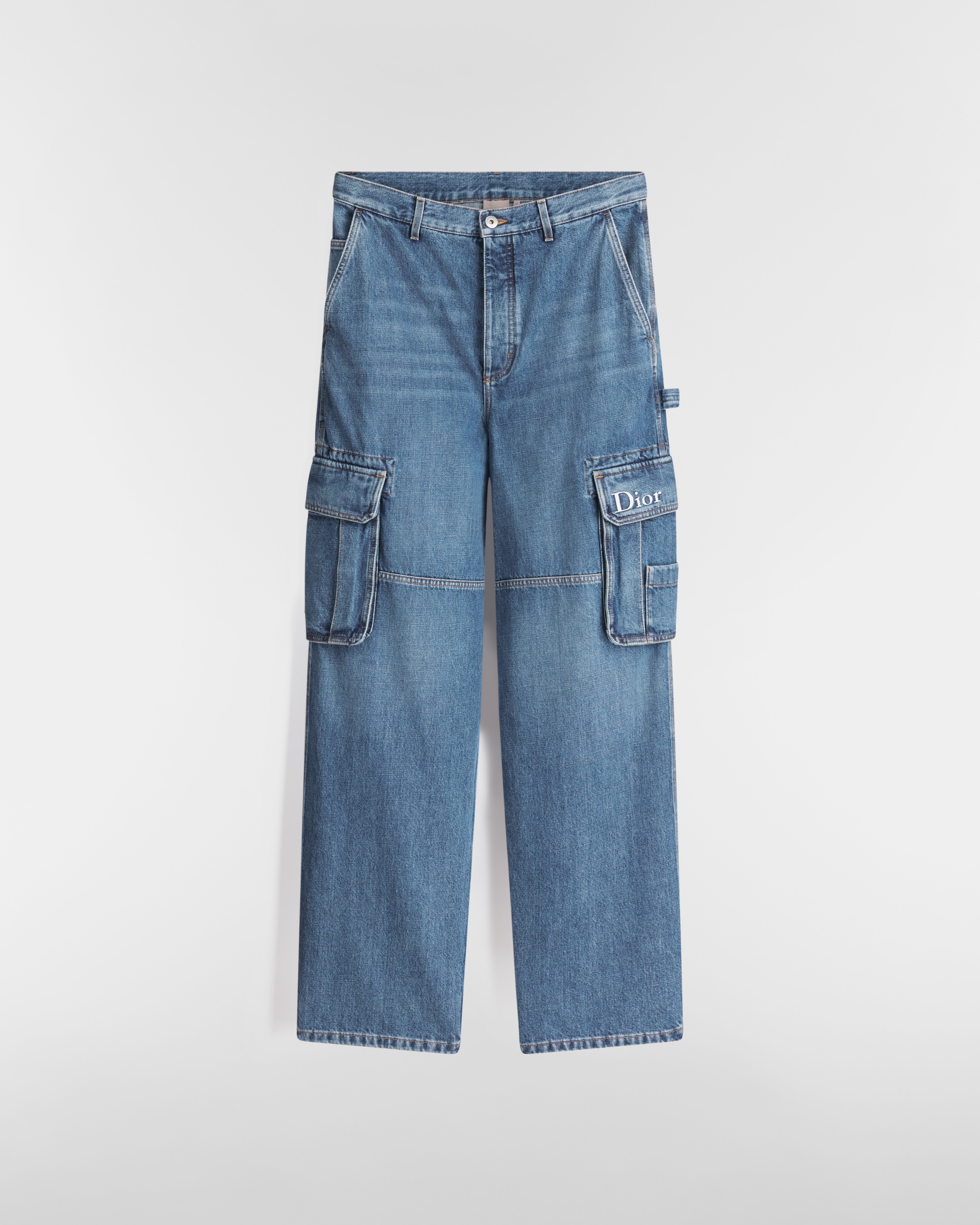 軍裝牛仔褲 藍色棉質斜紋布 E01