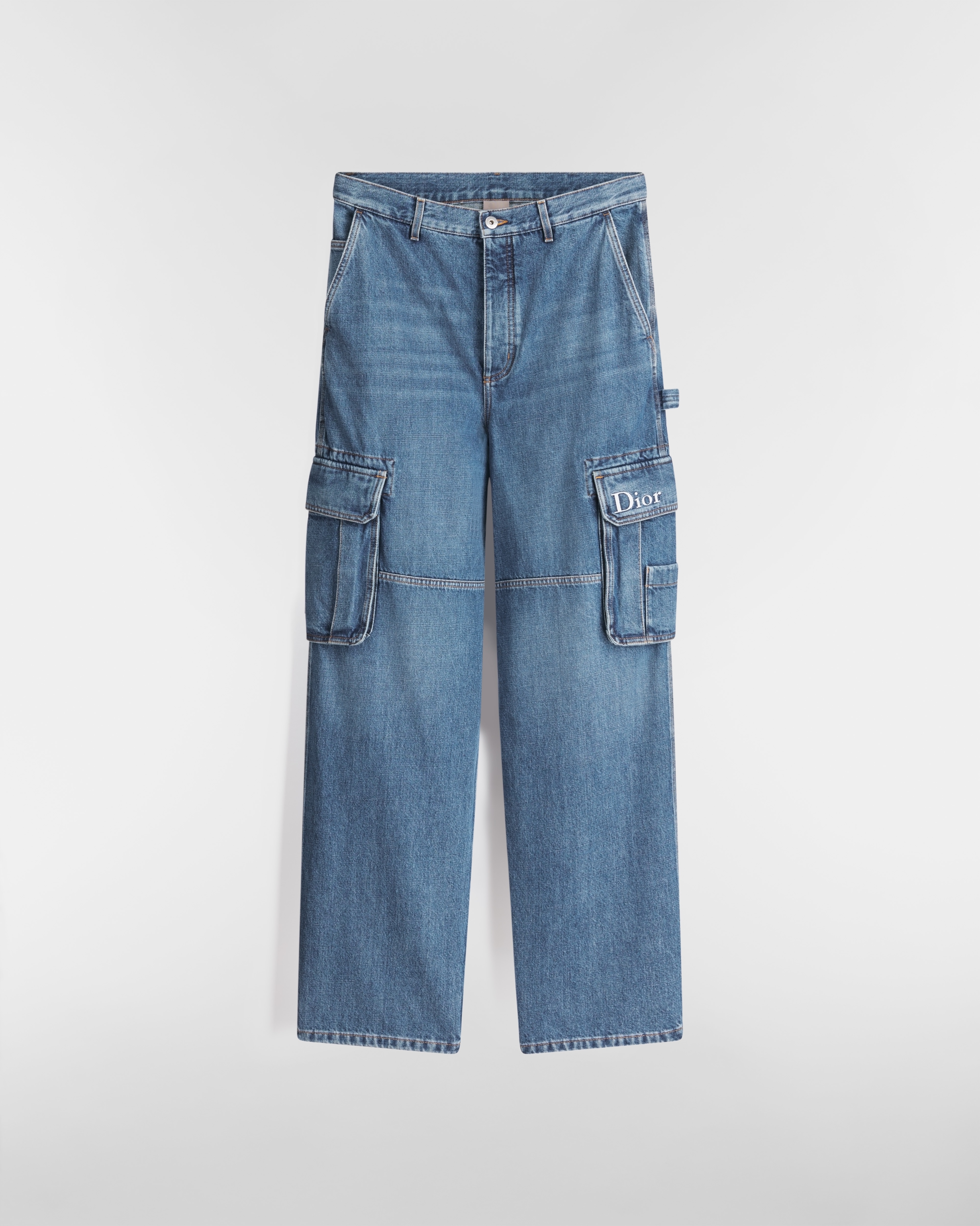 Cargo Jeans Blue Cotton Twill E01