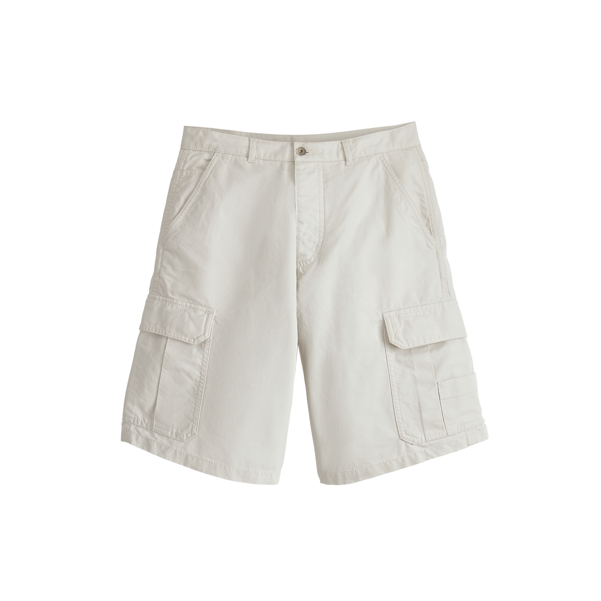 Cargo Bermuda Shorts White Cotton Twill E01