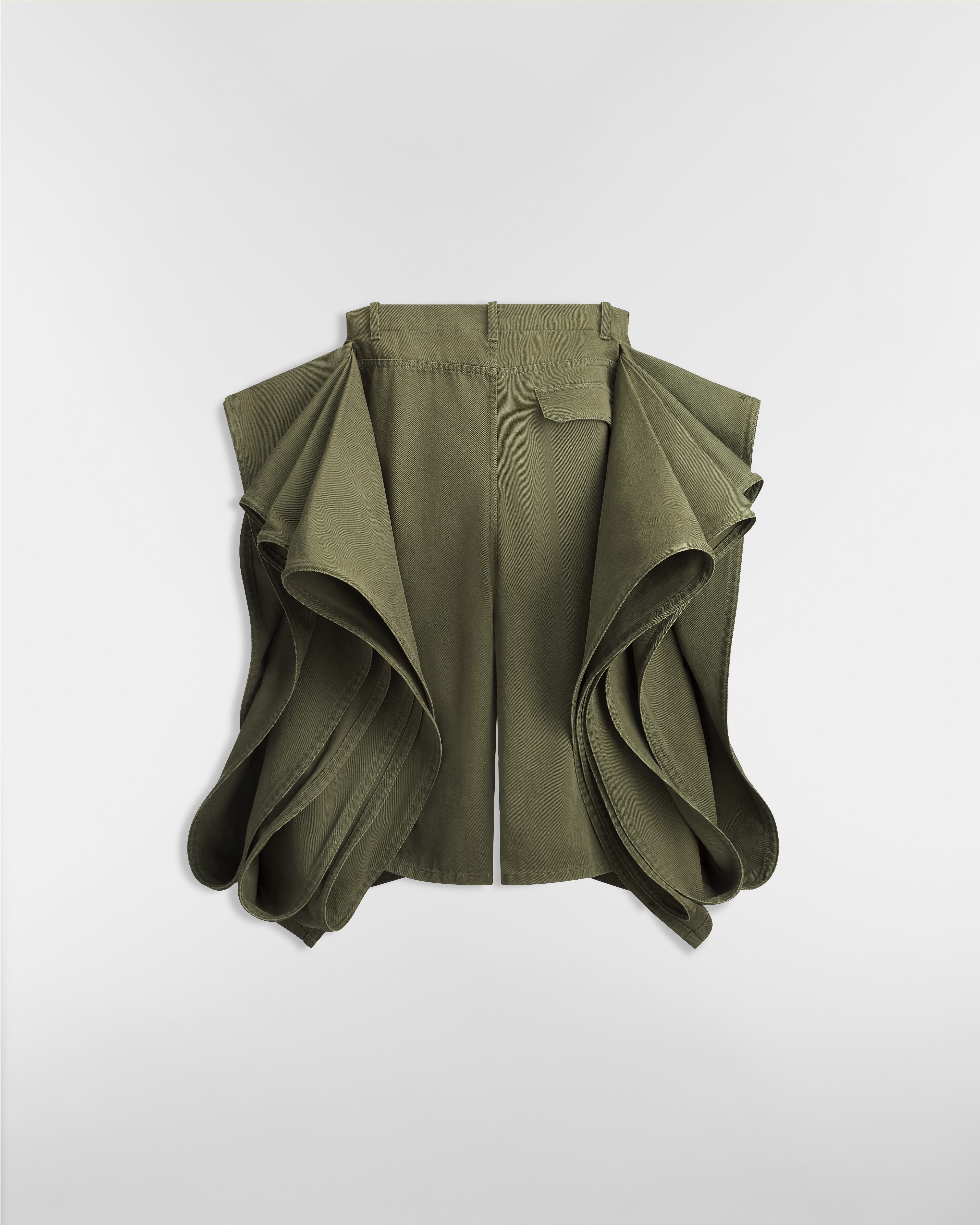 Delft 百慕達短褲 綠色棉質斜紋布 E08