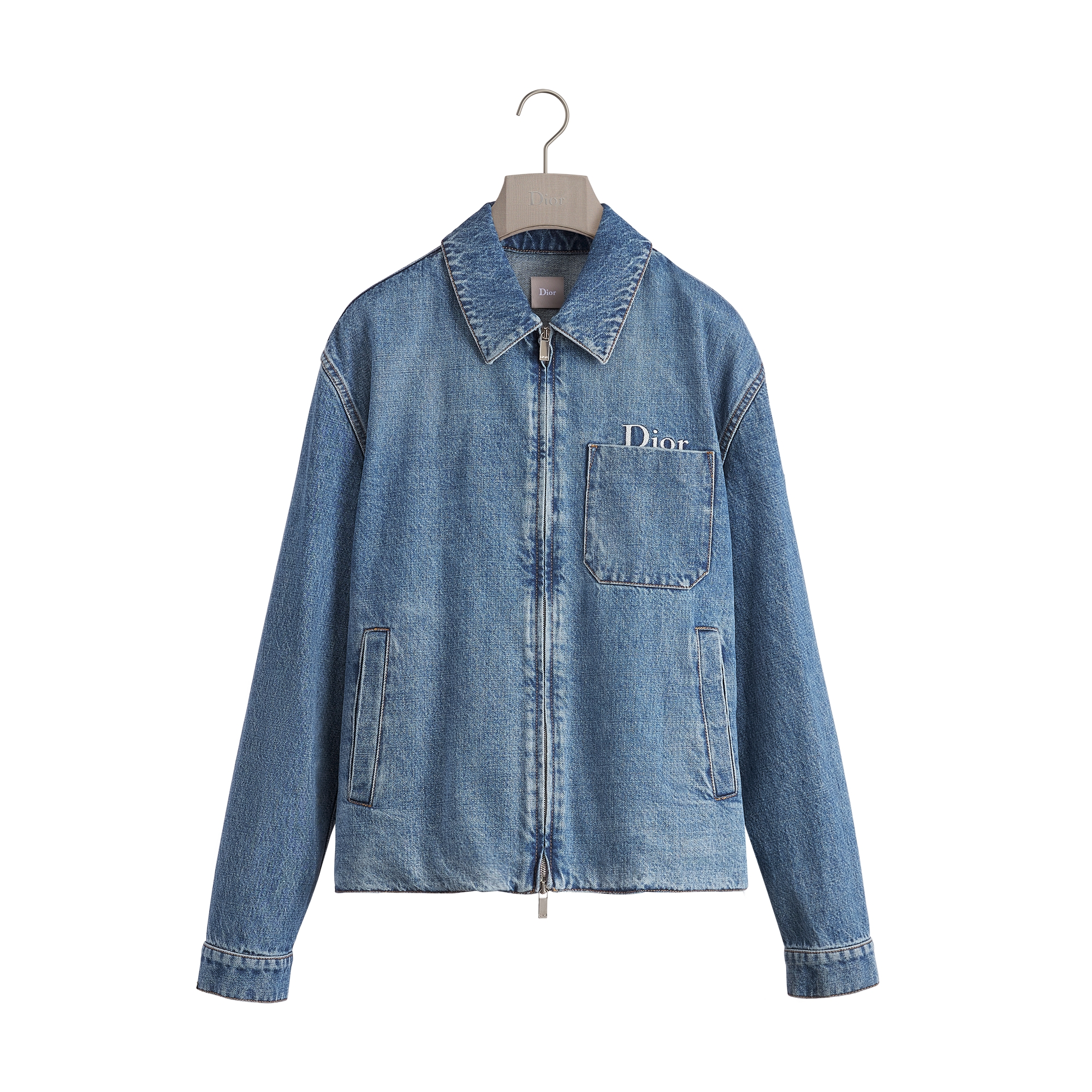 Zipped Jacket Blue Cotton Twill | DIOR