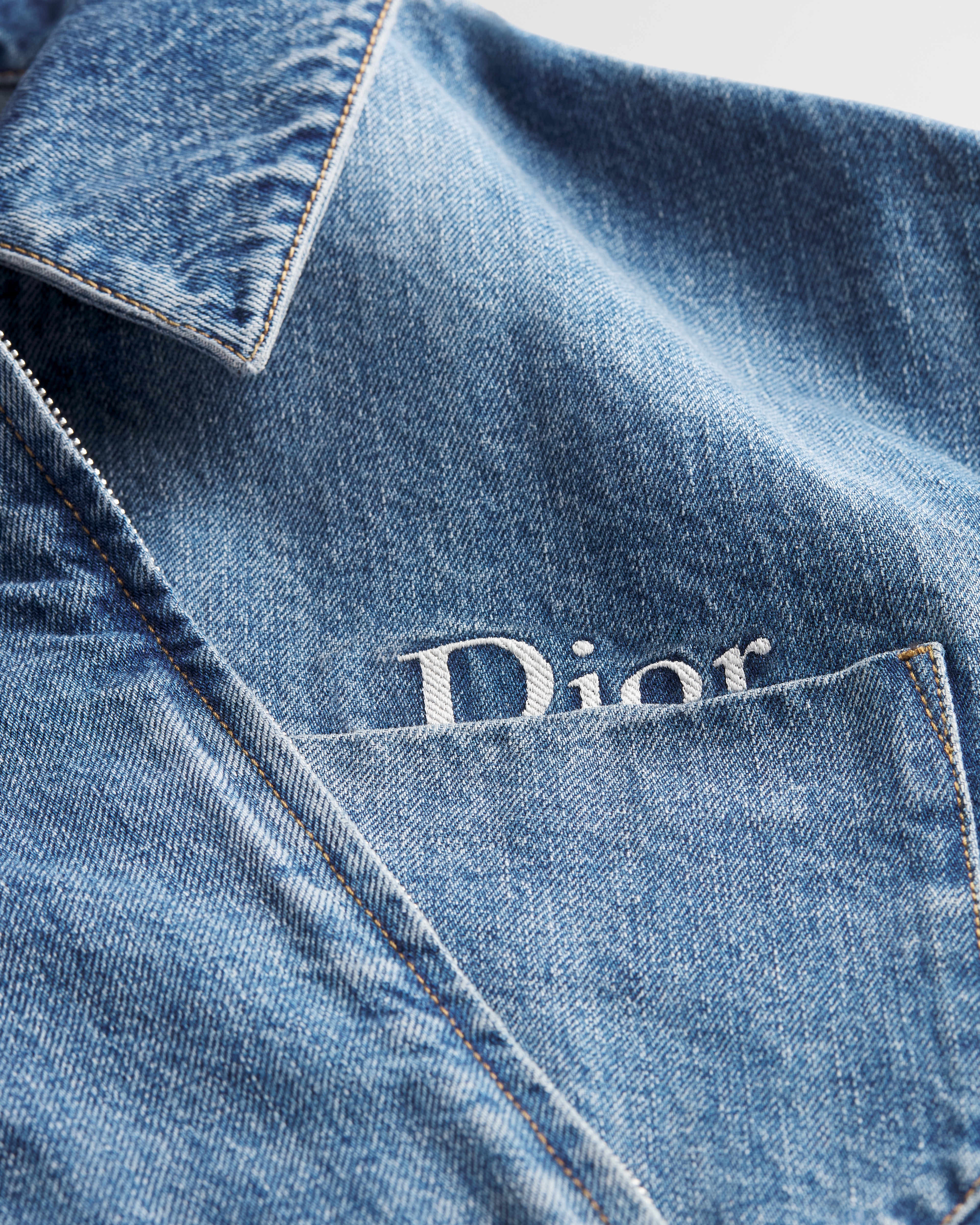 拉鍊外套 藍色棉質斜紋布 E09