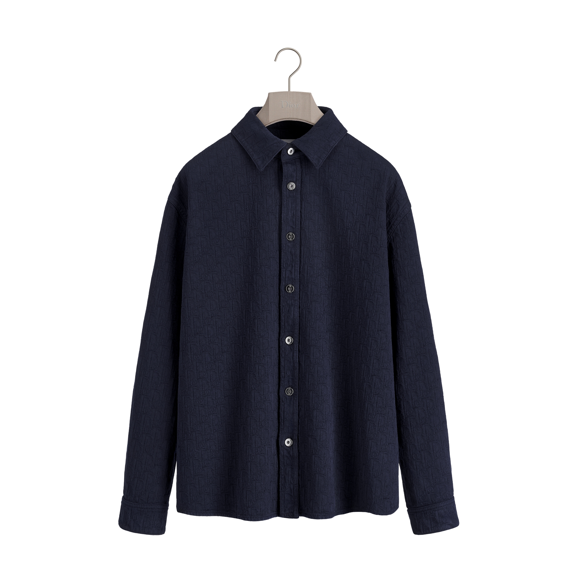 Dior Oblique Shirt Navy Blue Cotton Jacquard E01