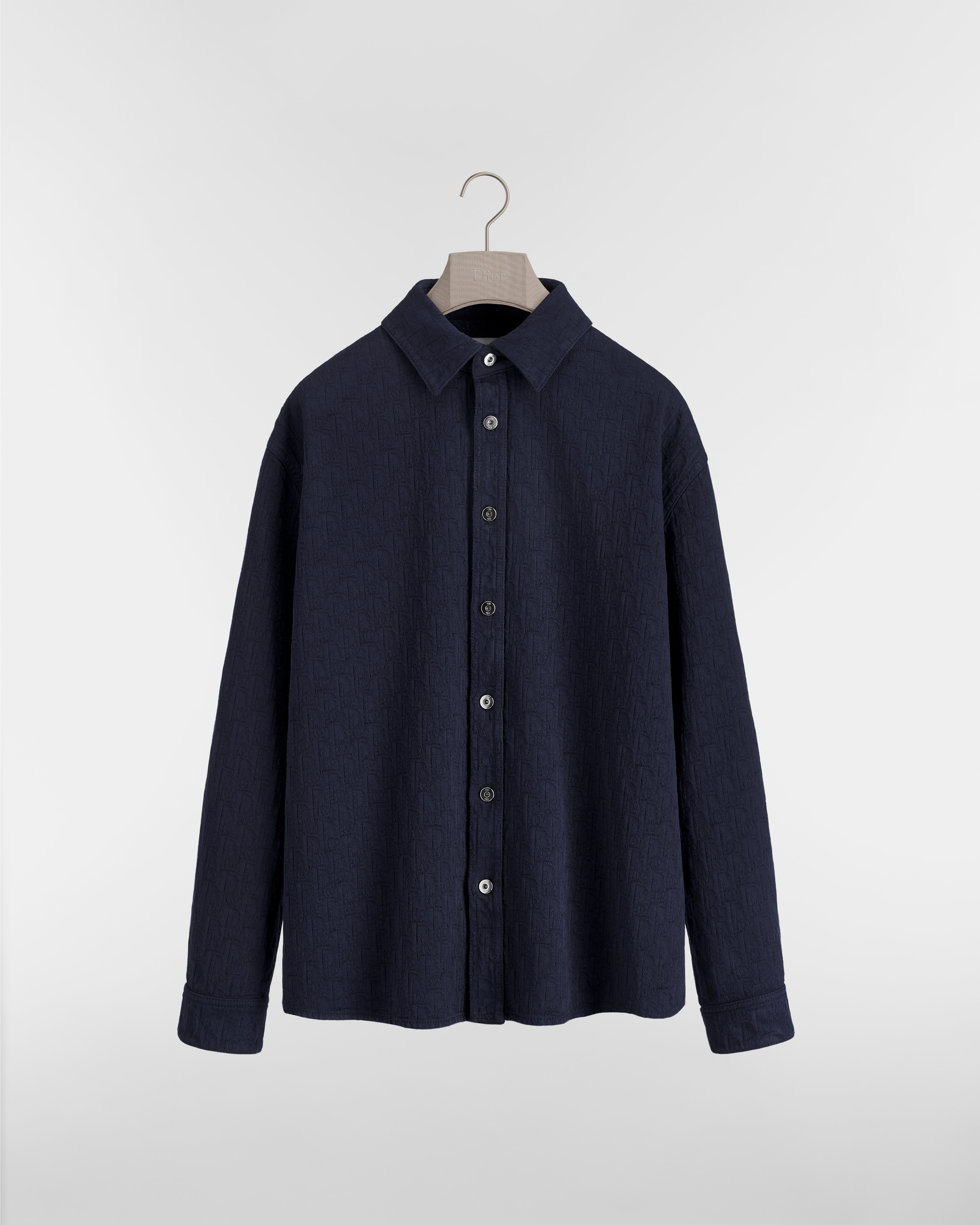 Dior Oblique Shirt Navy Blue Cotton Jacquard E01