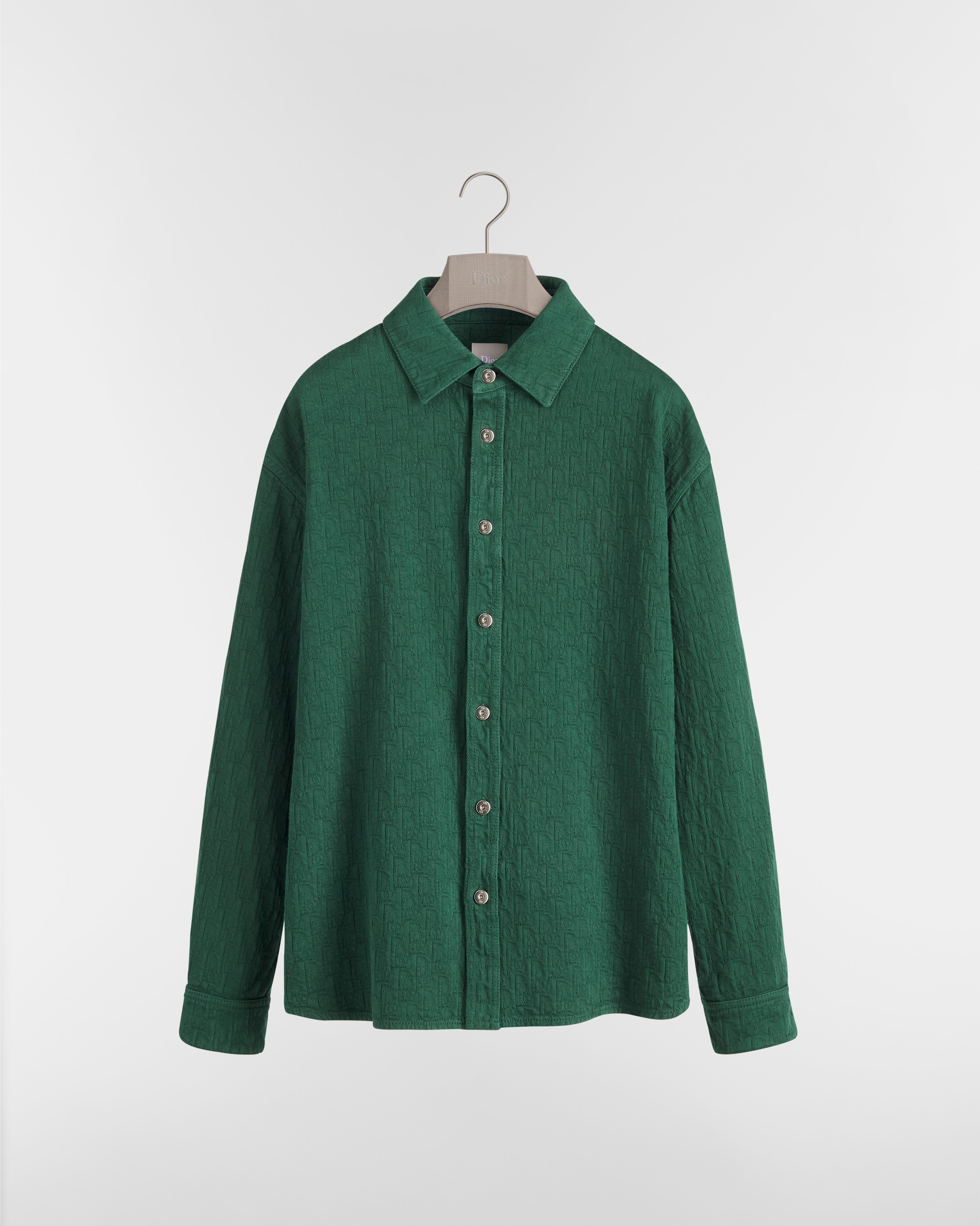 Chemise Dior Oblique Jacquard de coton vert foncé E01