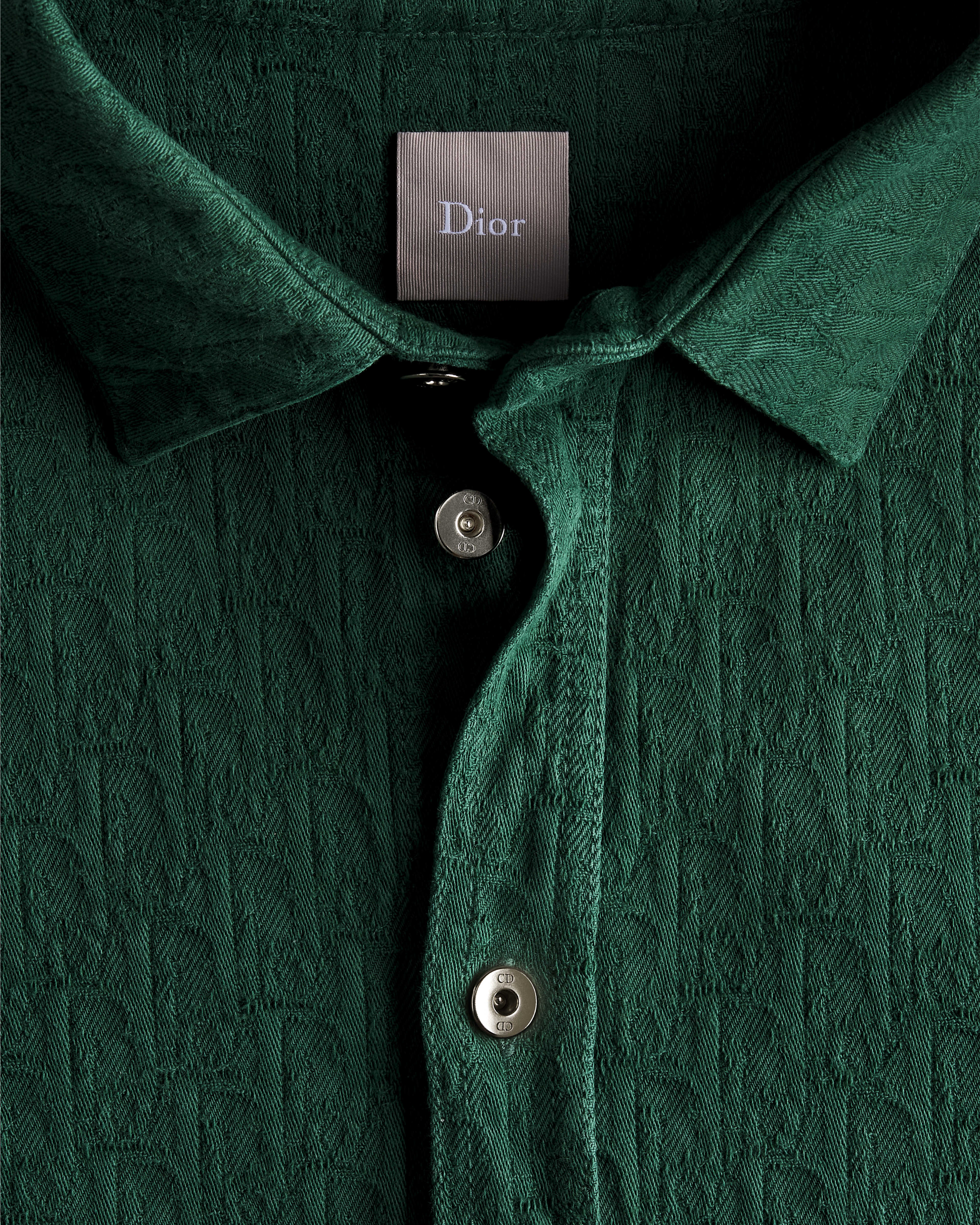 Camisa Dior Oblique Jacquard de algodón verde oscuro E09