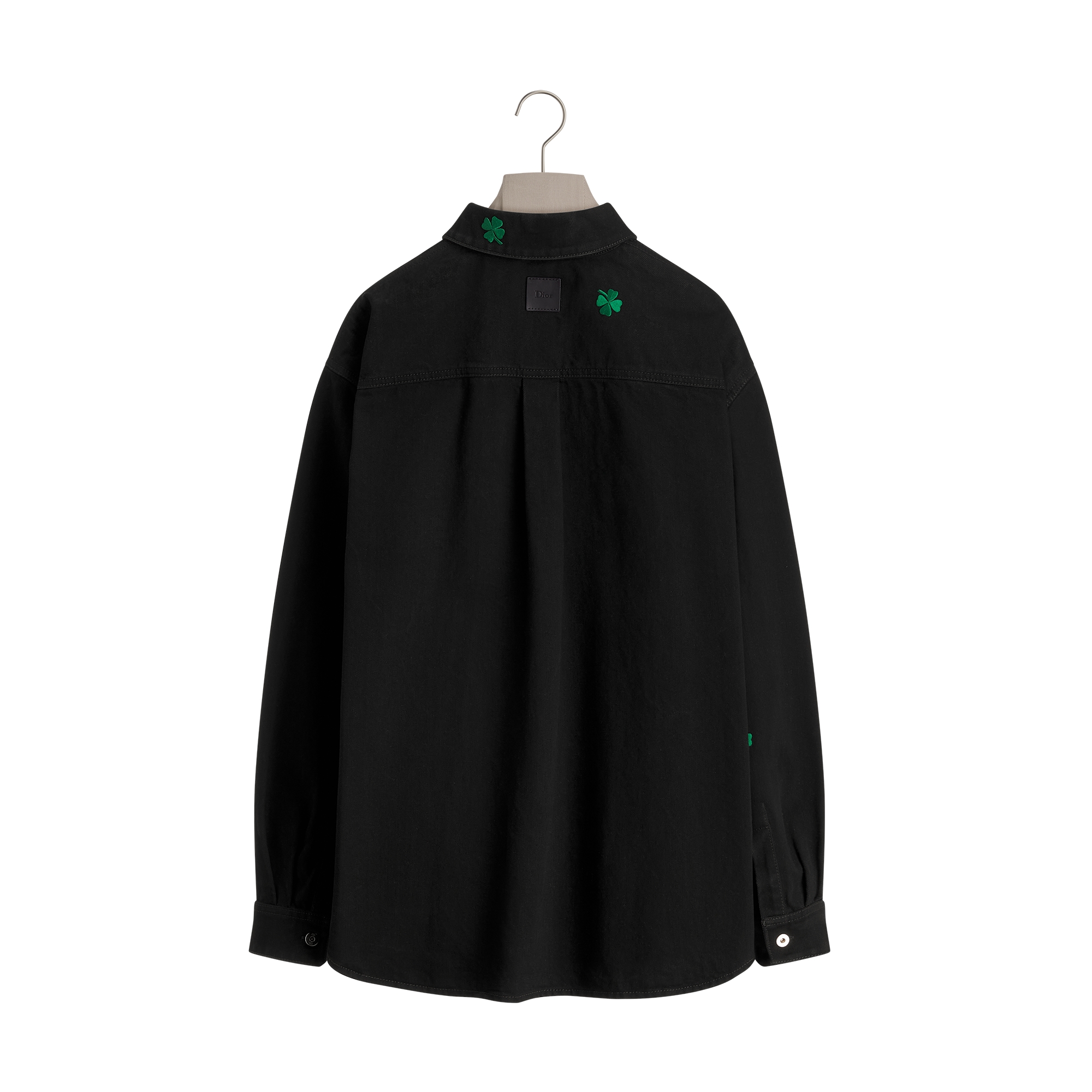 Overshirt with Dior Clover Embroidery Black Cotton Twill E08
