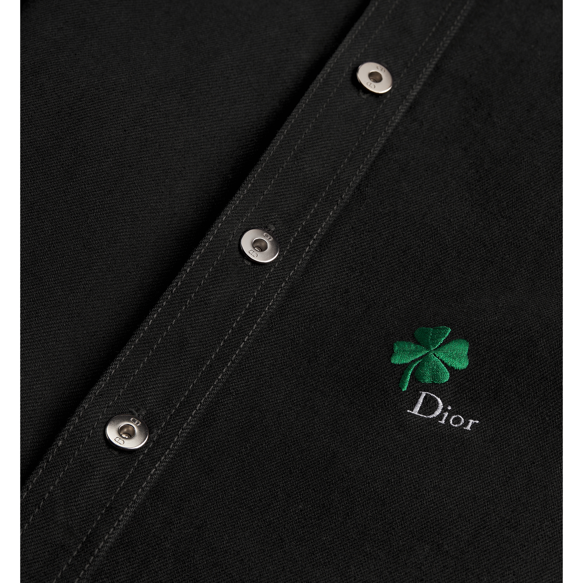 Overshirt with Dior Clover Embroidery Black Cotton Twill E09