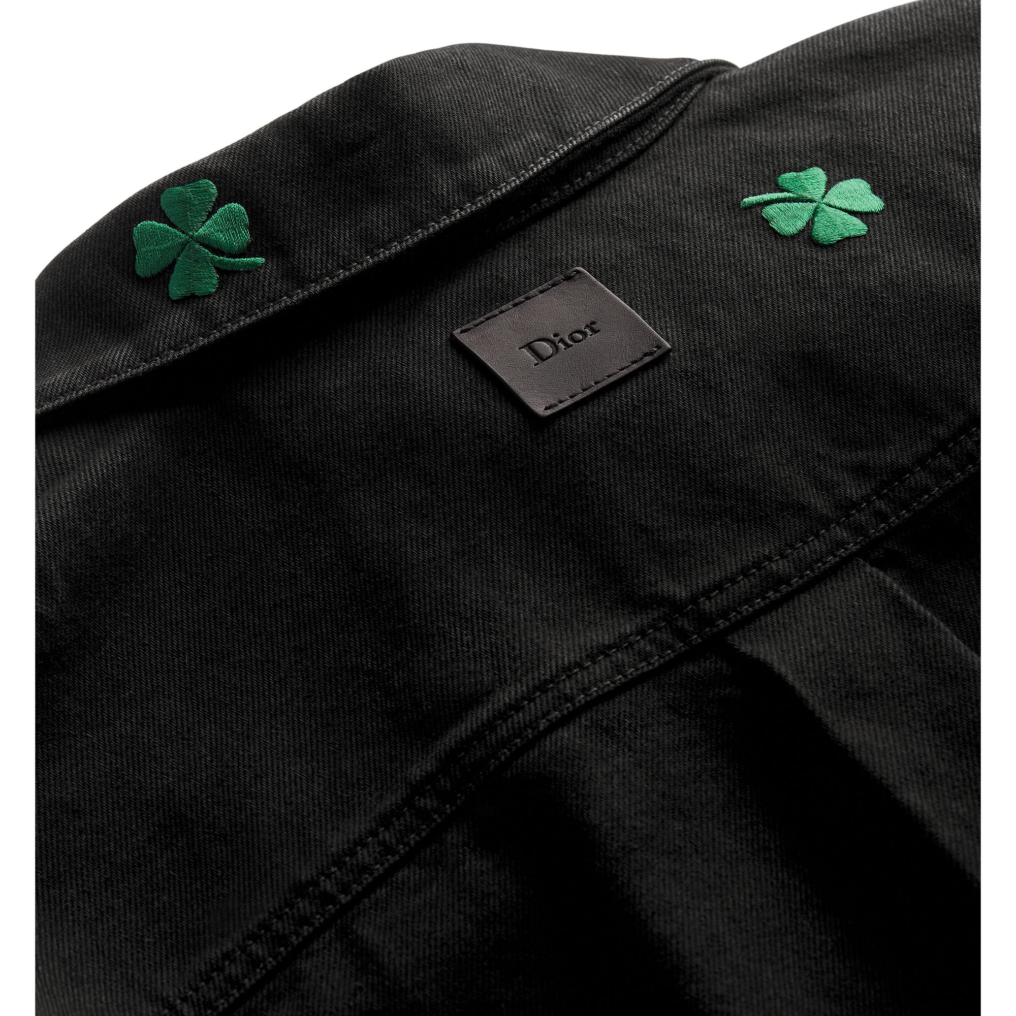 Overshirt with Dior Clover Embroidery Black Cotton Twill E10