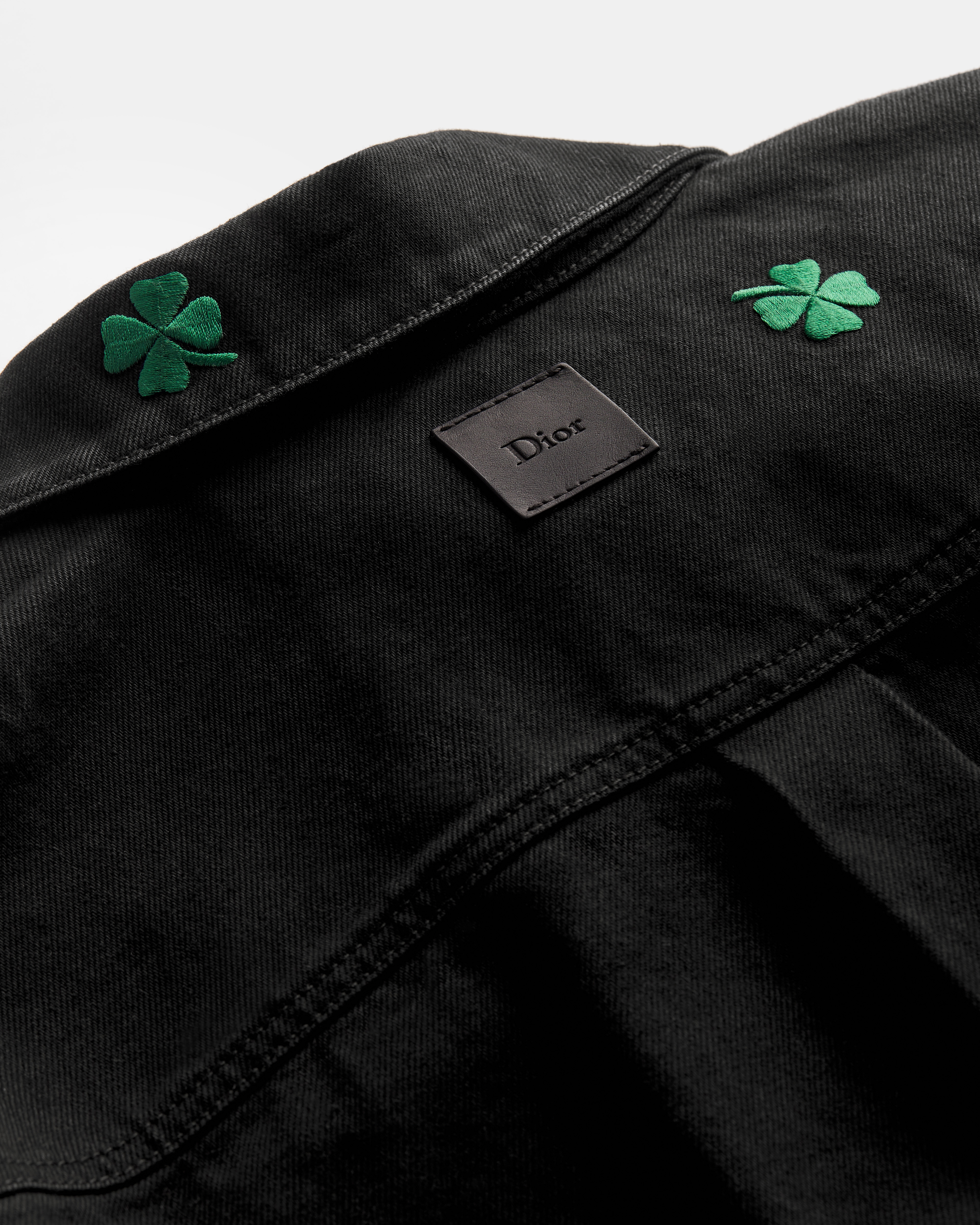 Hemdjacke mit Dior Kleeblattstickerei Baumwolltwill in Schwarz E10